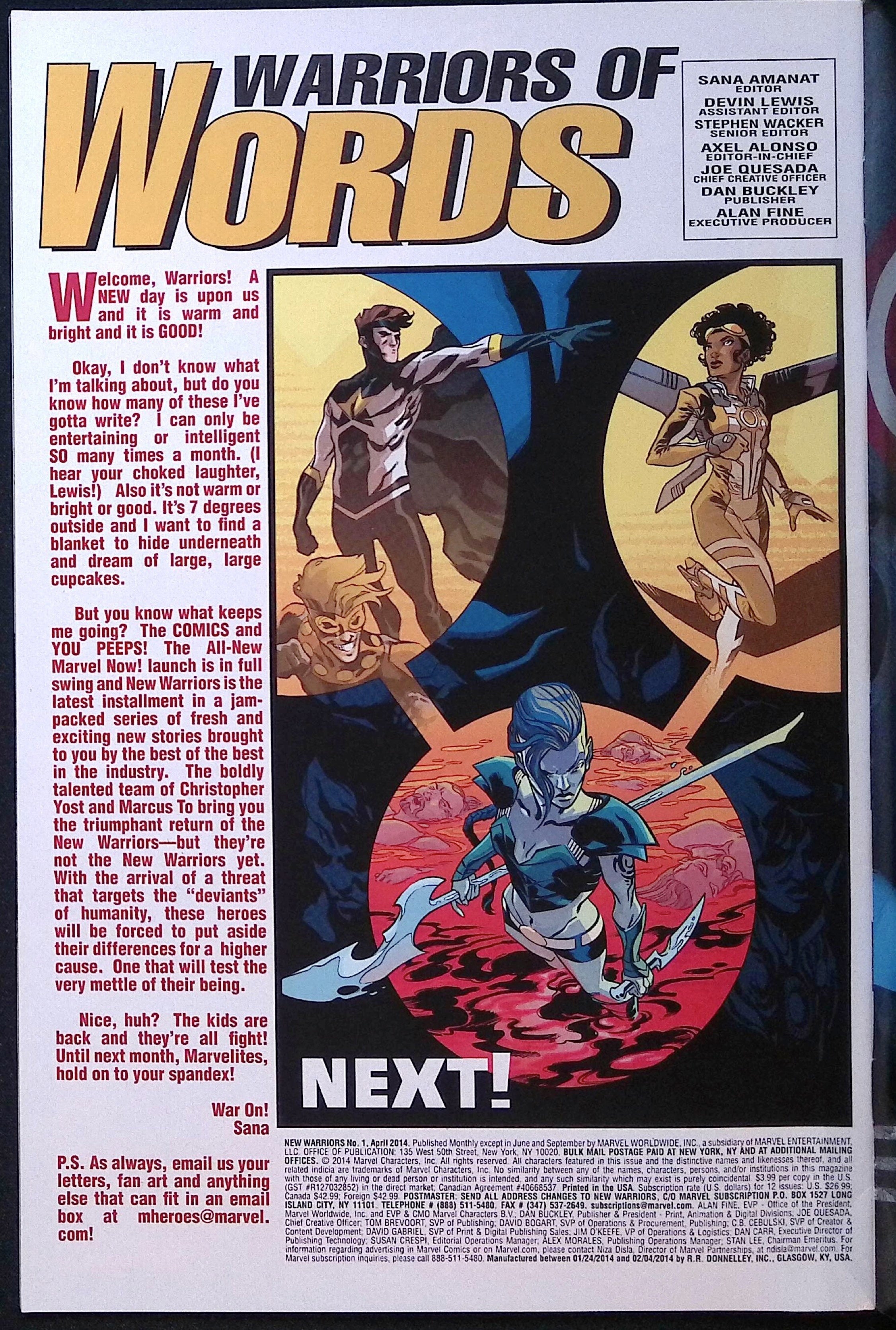 New Warriors # 1 2014 NM-