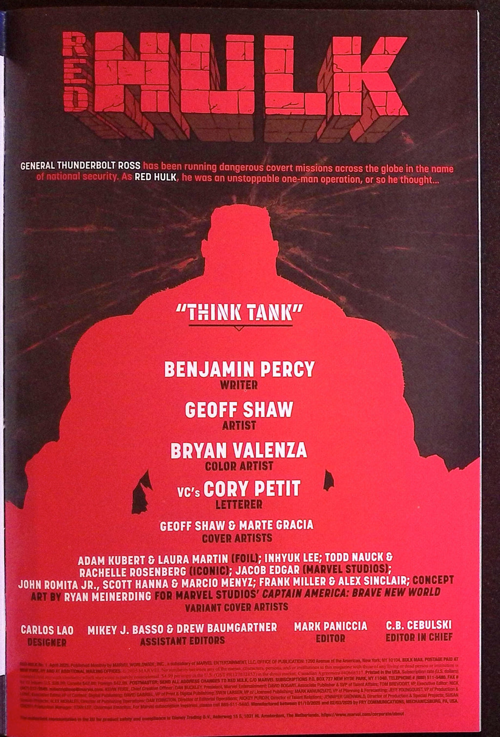Red Hulk # 1 Foil Variant 2025 NM