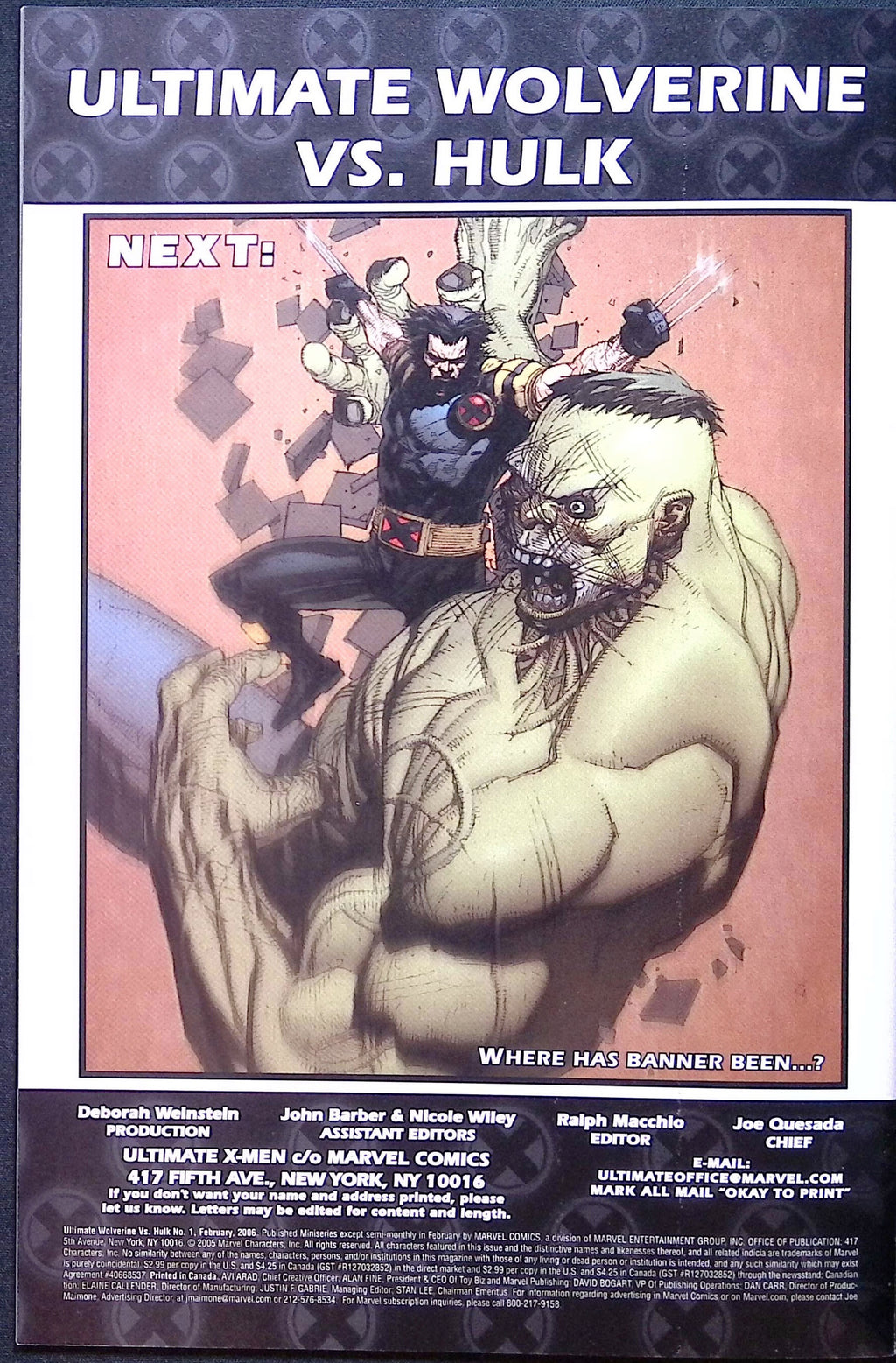 Ultimate Wolverine vs. Hulk # 1 2005 VF/NM