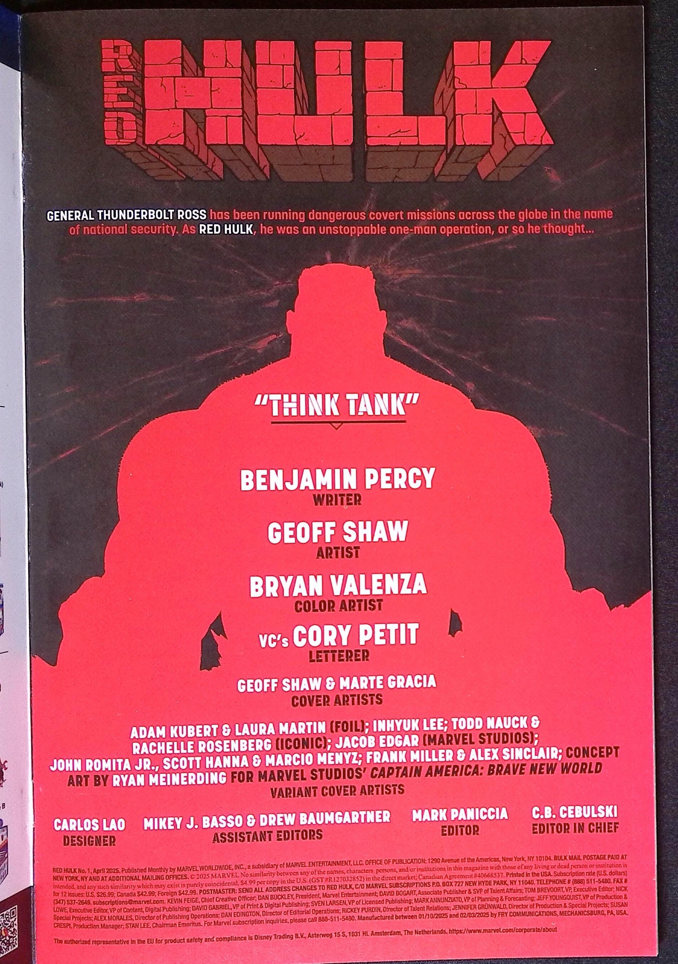 Red Hulk # 1 Foil Variant 2025 NM