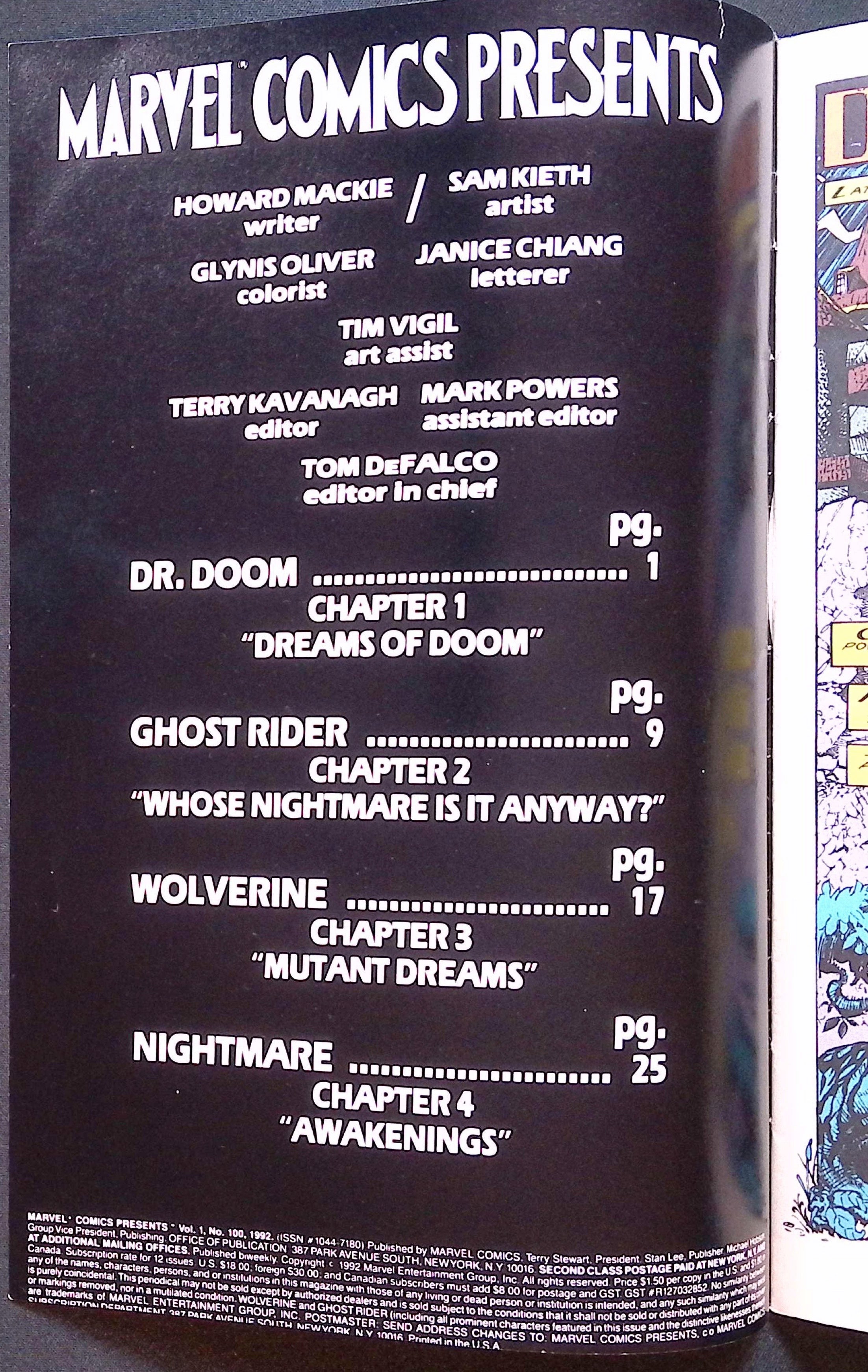 Marvel Comics Presents # 100 1992 VF/NM