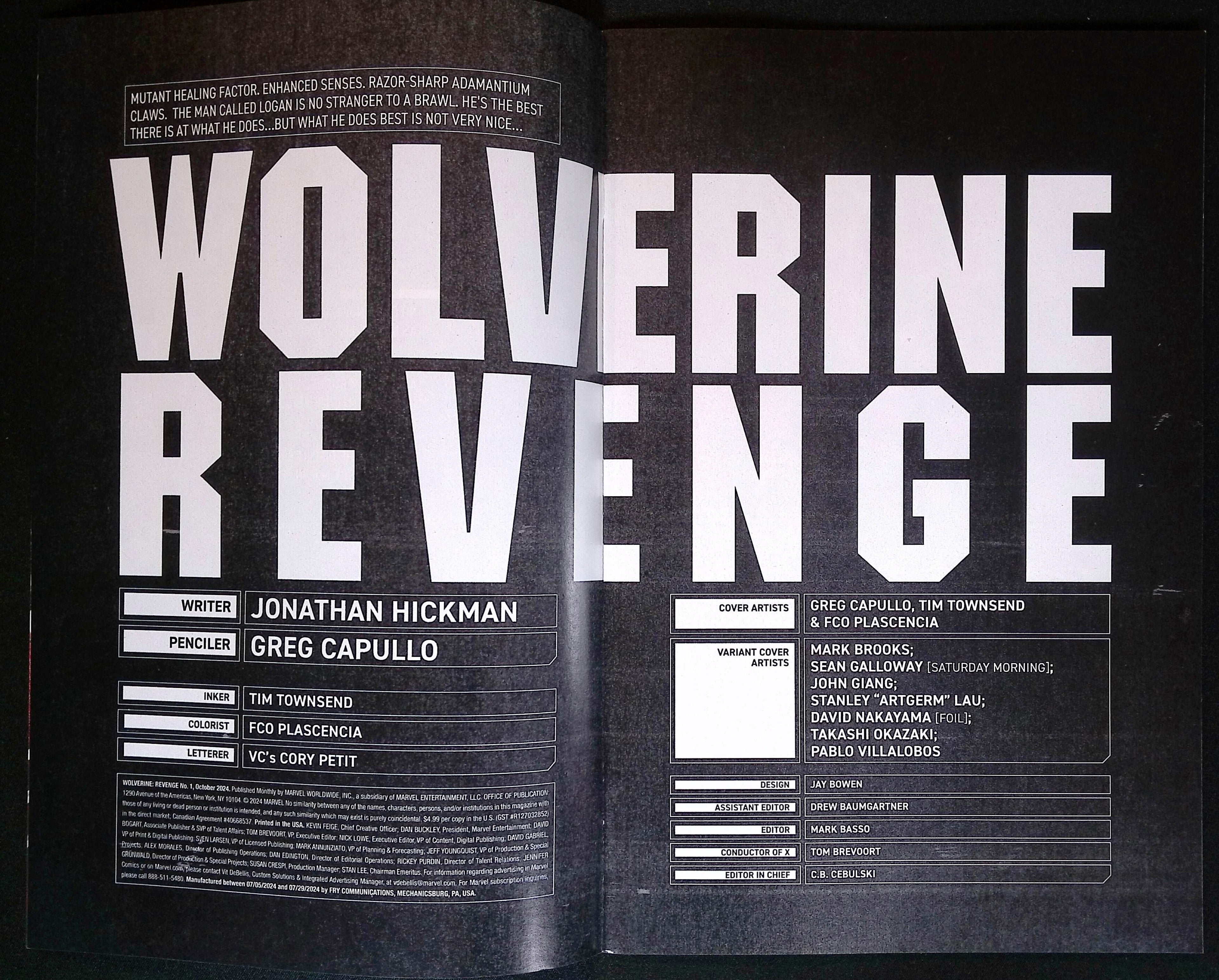 Wolverine: Revenge # 1 Villalobos Variant 2024 NM-
