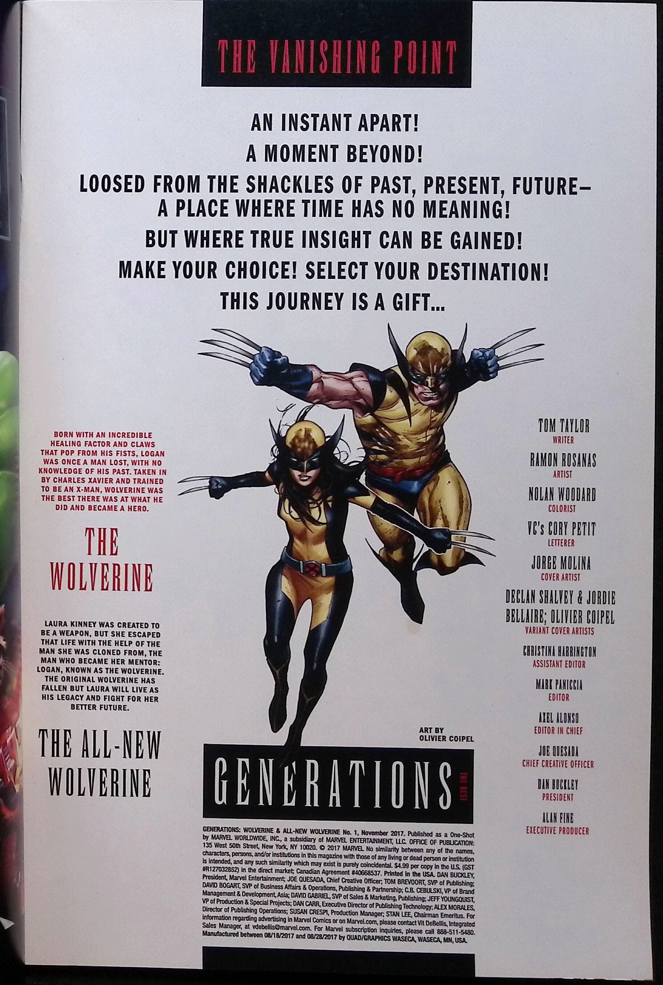 Generations: Wolverine & All-New Wolverine # 1 Second Printing 2017 VF/NM