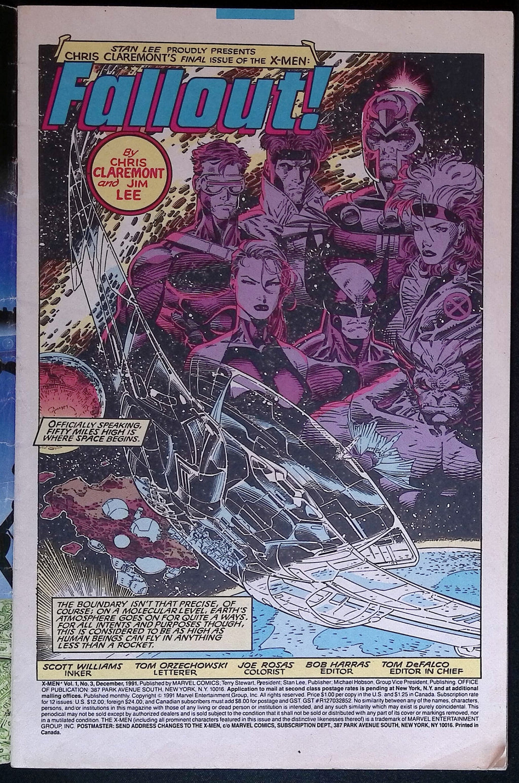 X-Men # 3 Jim Lee 1991 FN