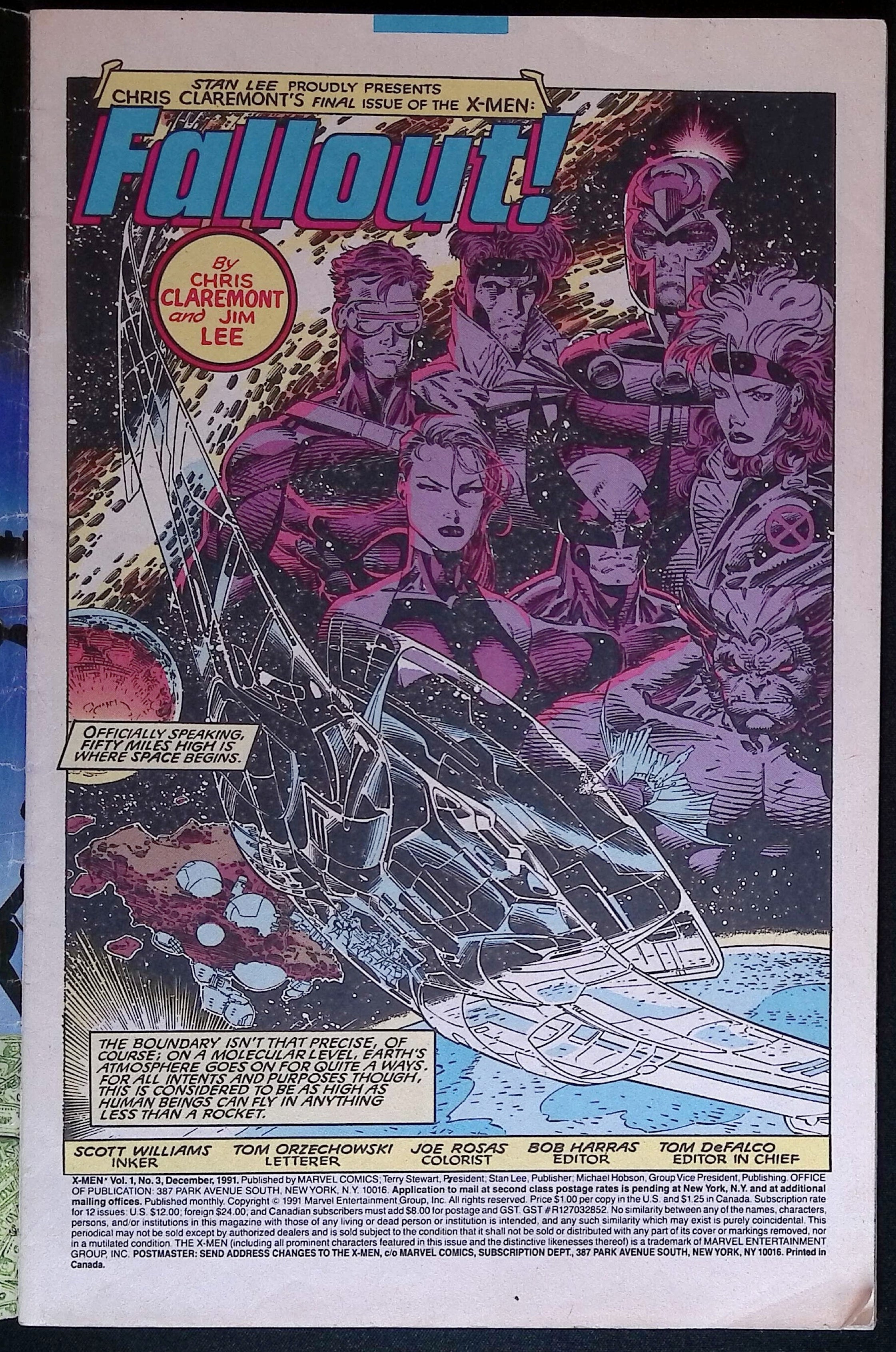 X-Men # 3 Jim Lee 1991 FN
