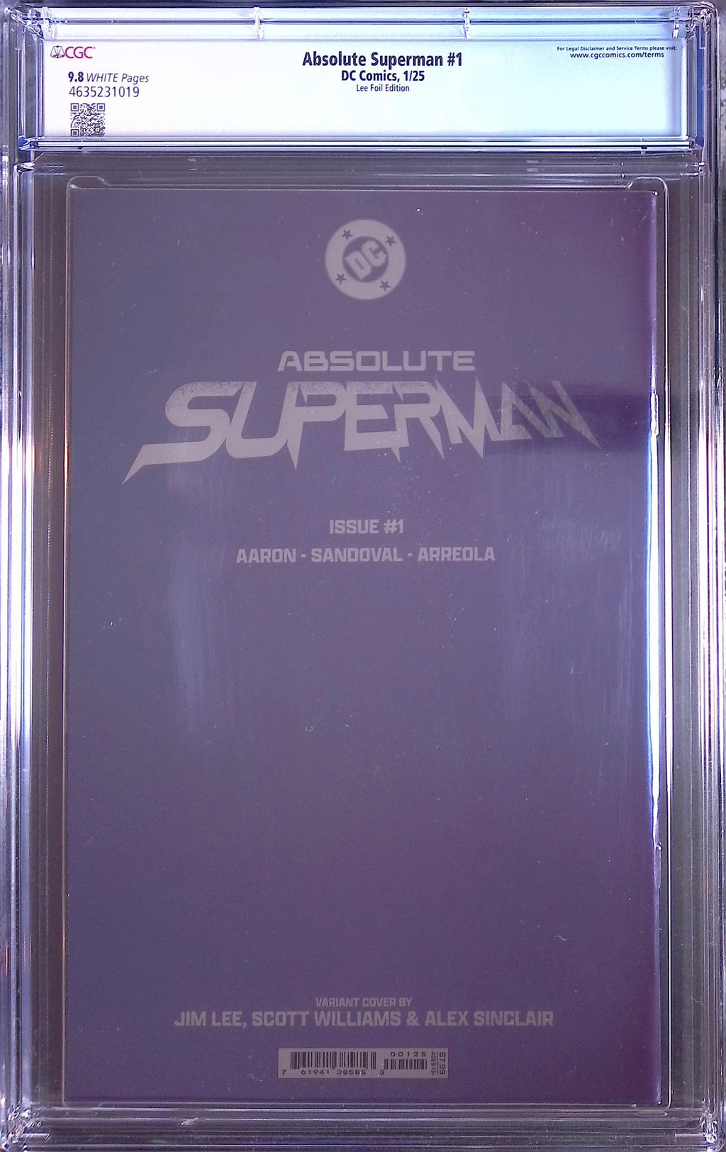 Absolute Superman # 1 DC Comics 1/25 Lee Foil Edition CGC 9.8 4635231019