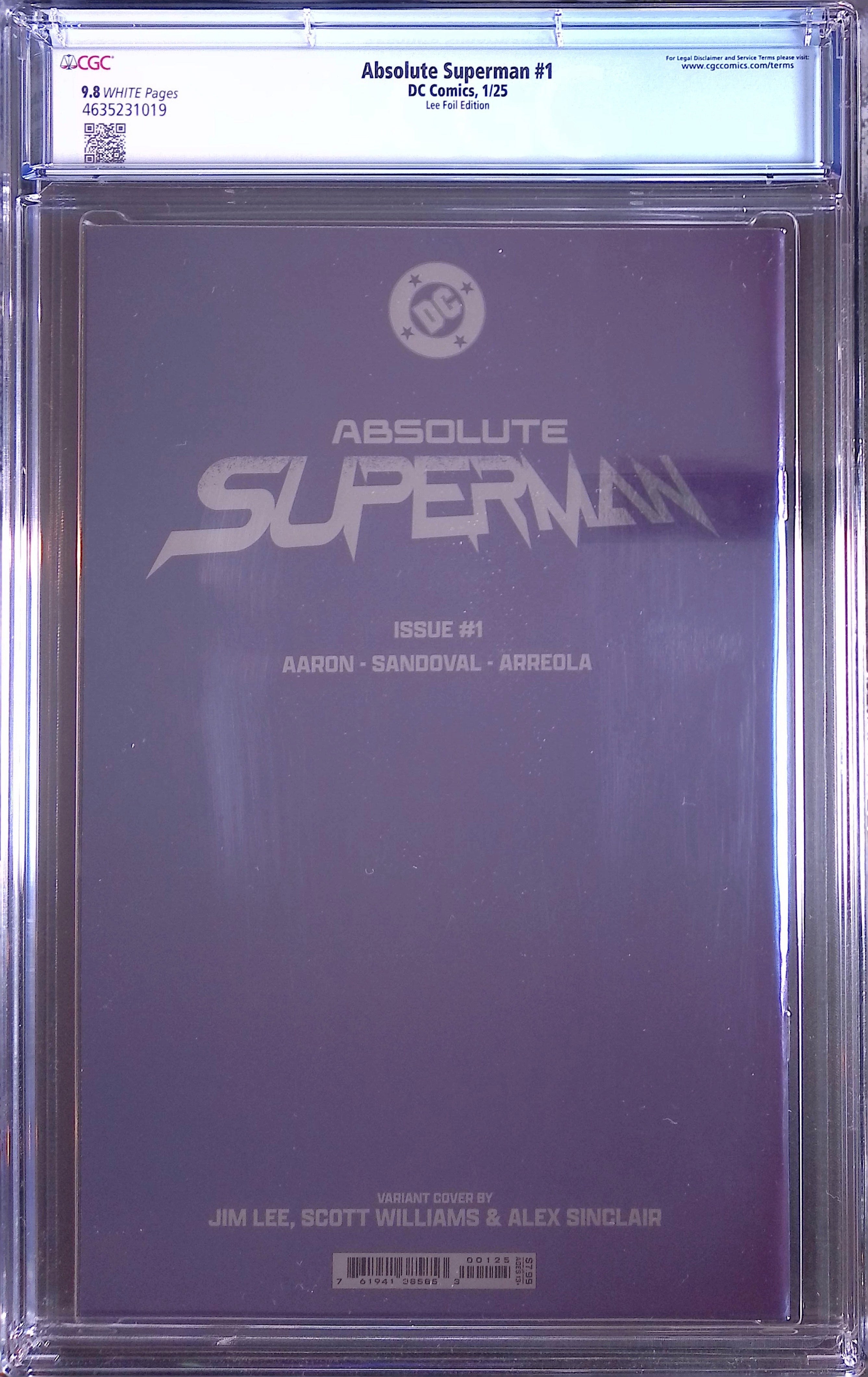 Absolute Superman #1 DC Comics 1/25 Lee Foil Edition CGC 9.8 4635231019