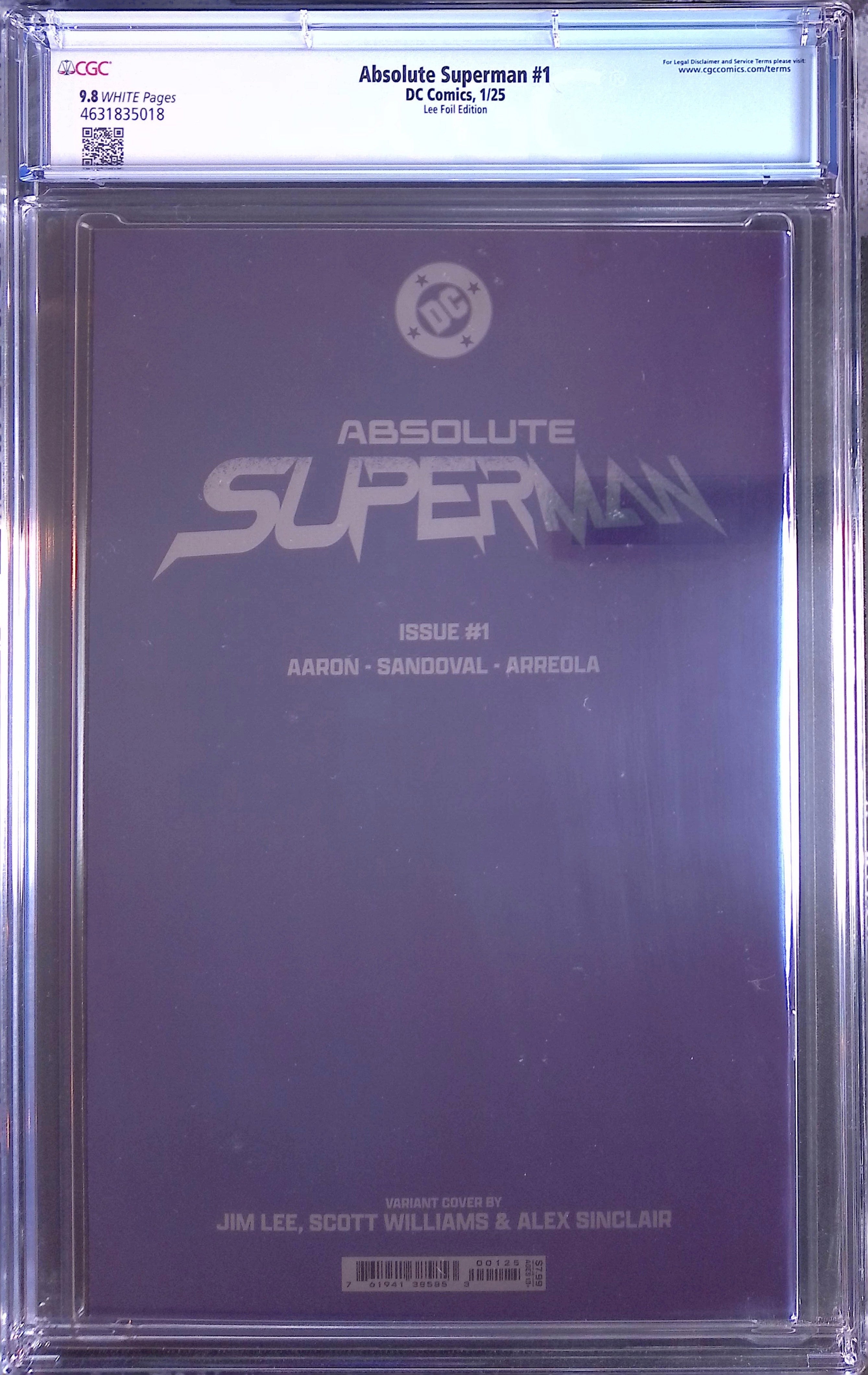 Absolute Superman #1 DC Comics 1/25 Lee Foil Edition CGC 9.8 4631835018