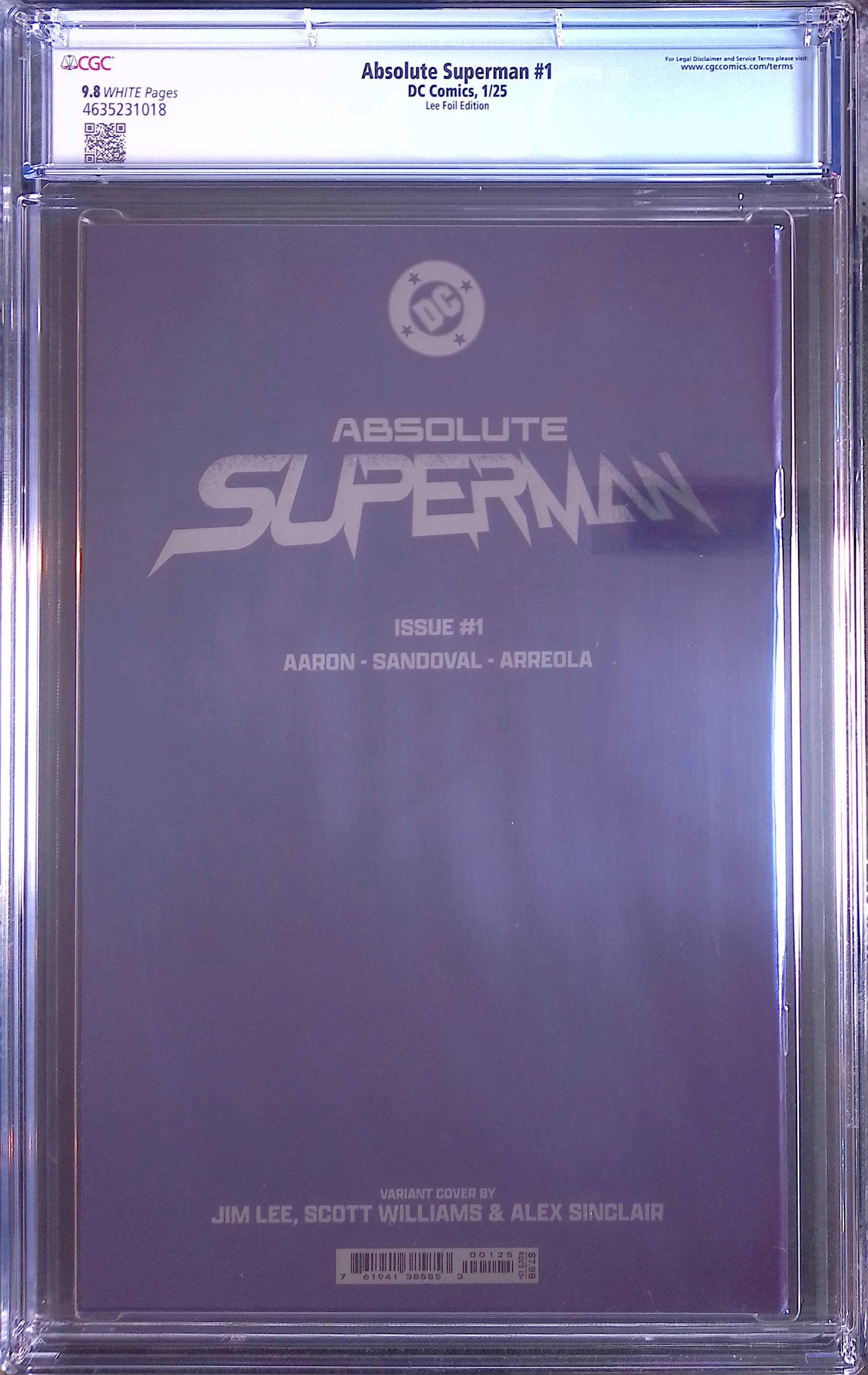 Absolute Superman #1 DC Comics 1/25 Lee Foil Edition CGC 9.8 4635231018