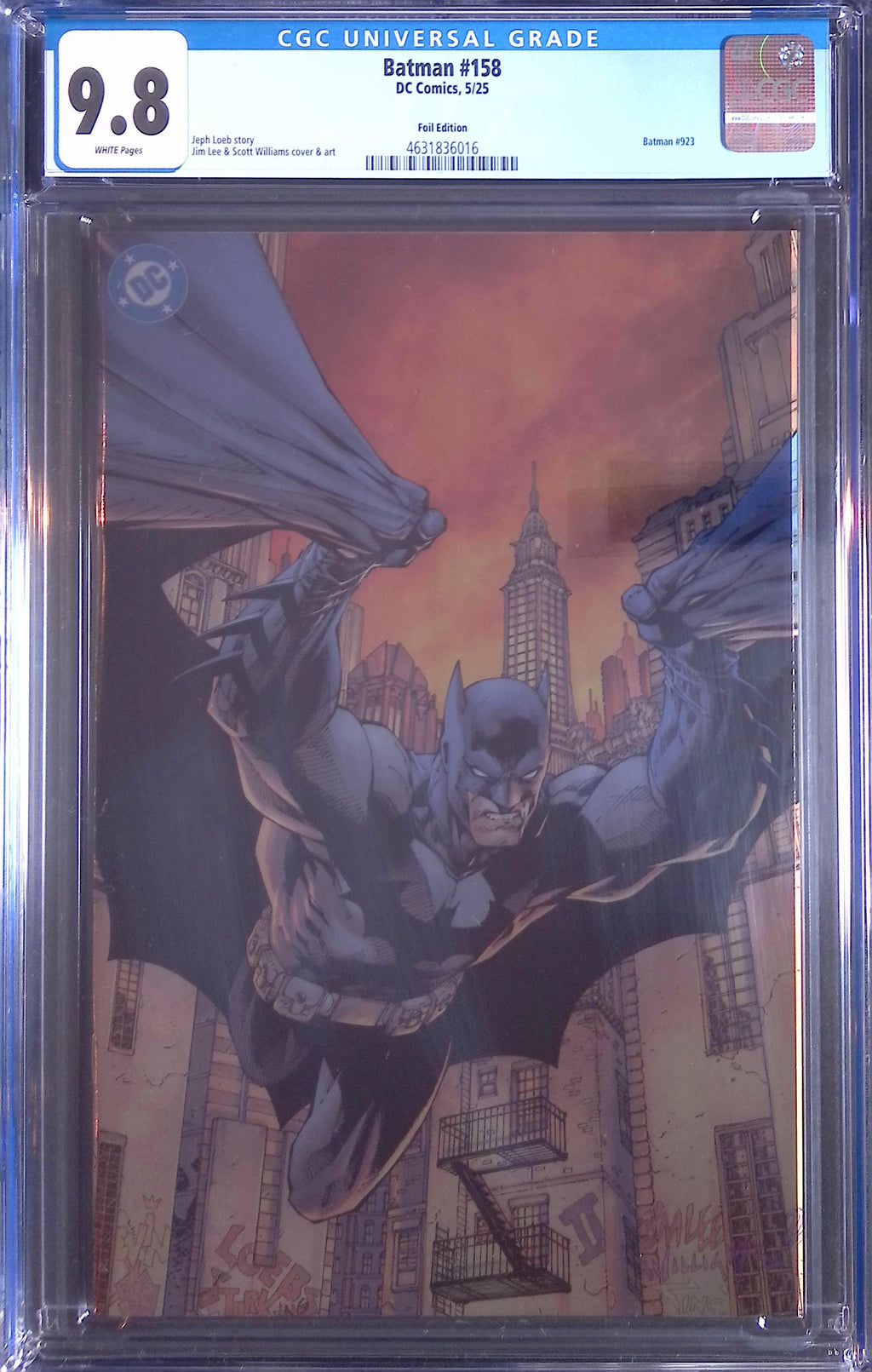 Batman # 158 Jim Lee Foil Variant CGC 9.8 4631836016