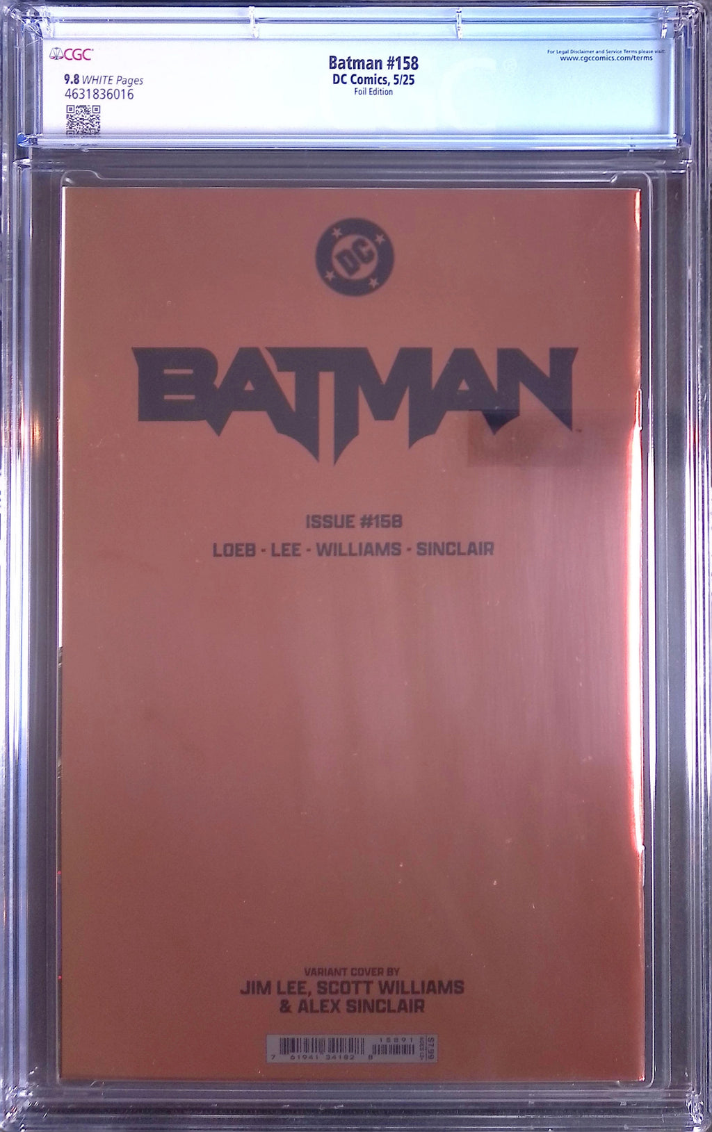 Batman # 158 Jim Lee Foil Variant CGC 9.8 4631836016
