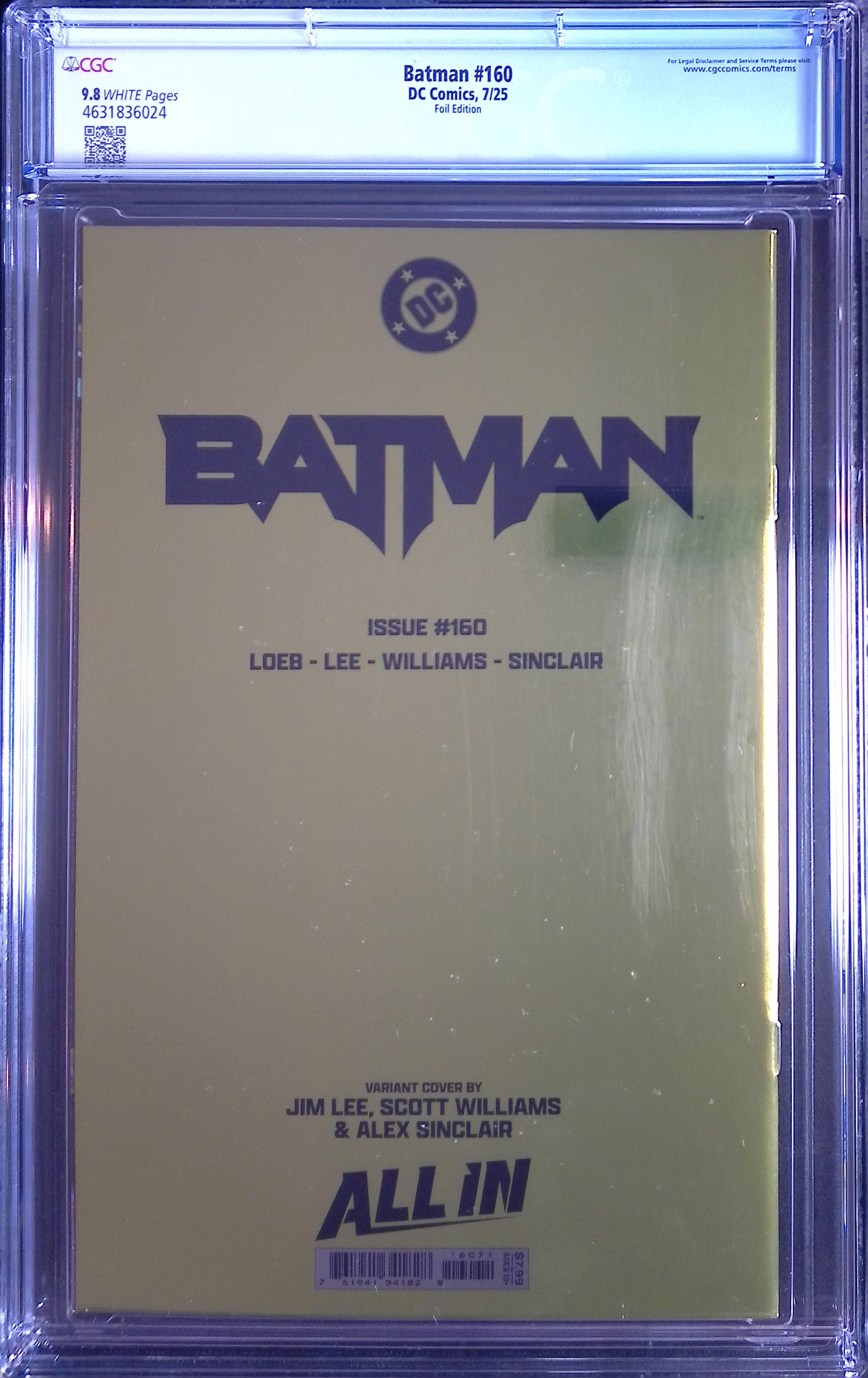 Batman #160 DC Comics 7/25 Foil Edition CGC 9.8 4631836024