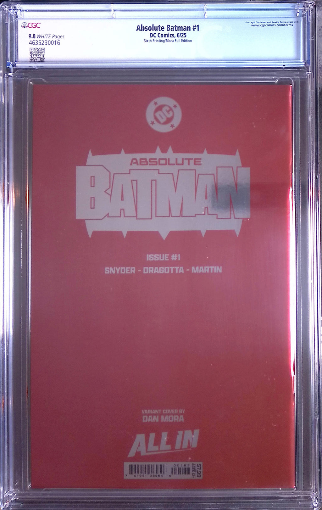 Absolute Batman # 1 DC Comics 6/25 Sixth Printing/Mora Foil CGC 9.8 4635230016
