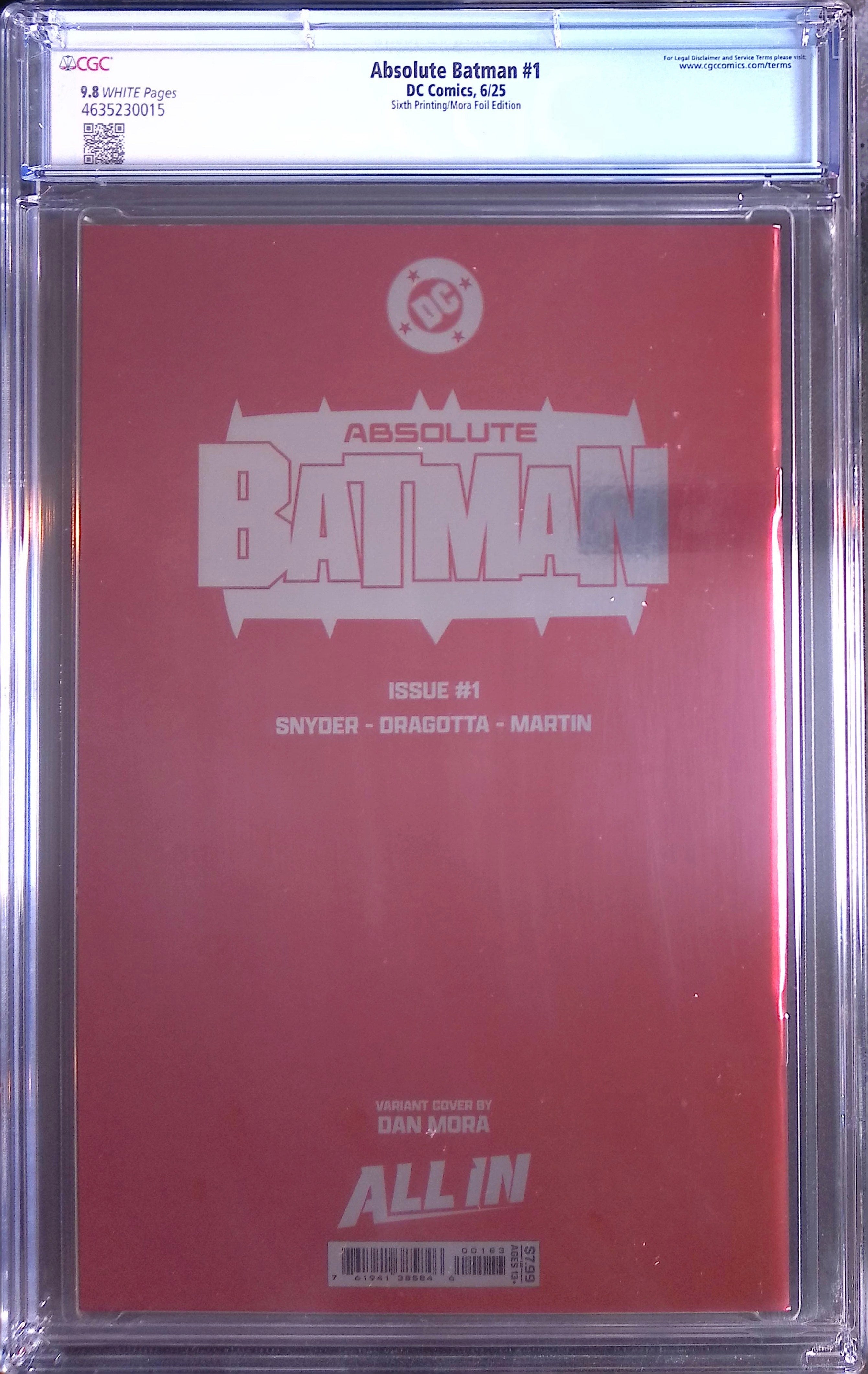 Absolute Batman # 1 DC Comics 6/25 Sixth Printing/Mora Foil CGC 9.8 4635230015