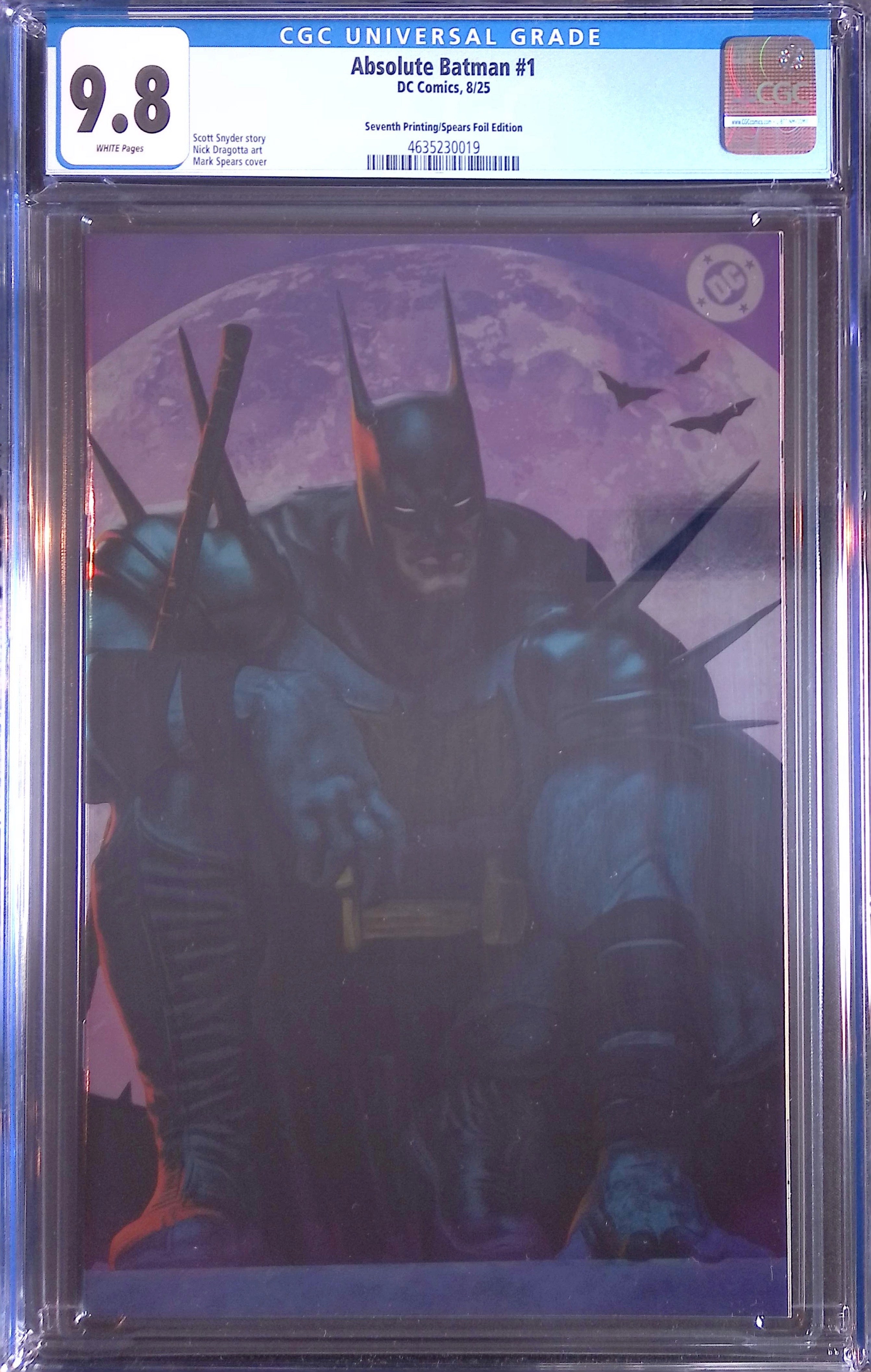 Absolute Batman # 1 DC Comics 8/25 Seventh Printing/Spears Foil CGC 9.8 4635230019