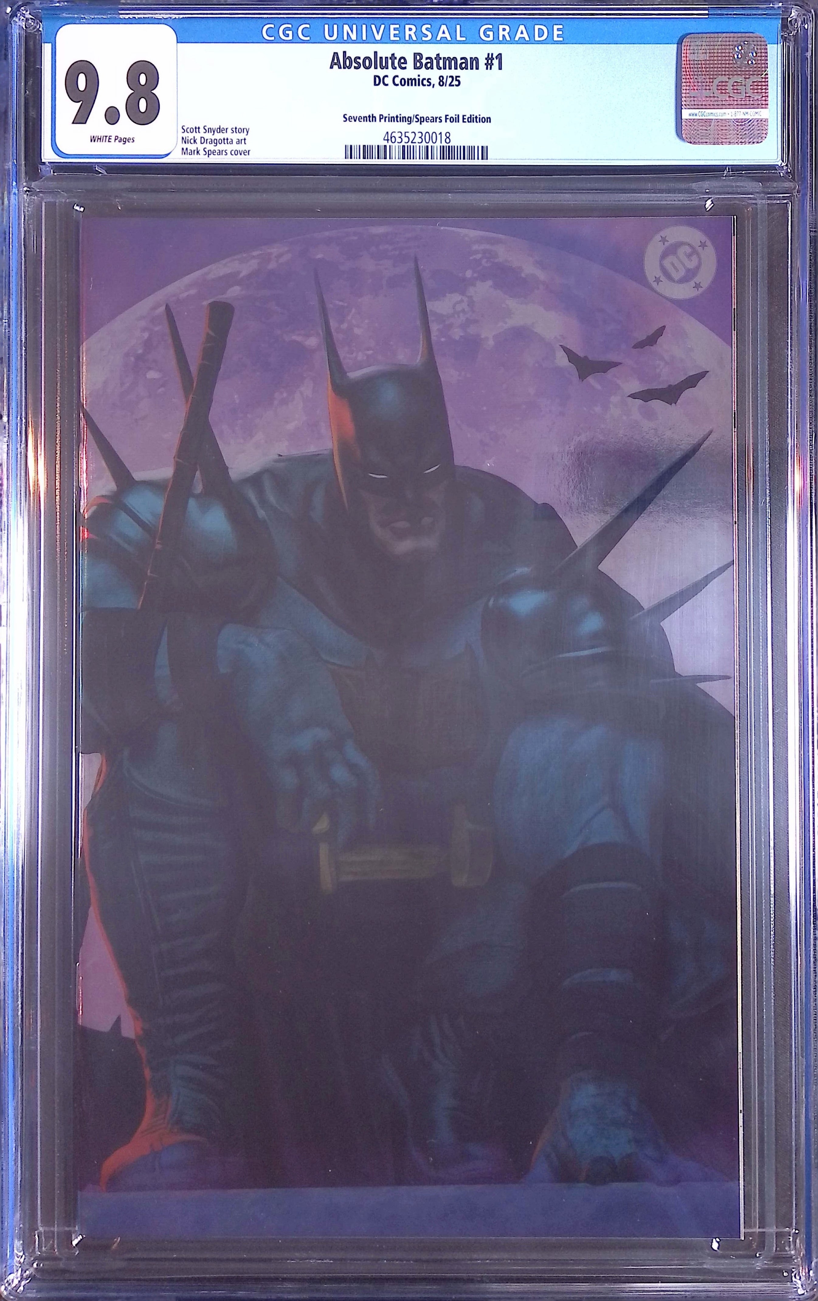 Absolute Trinity Mark Spears Connecting Foils 3 CGC 9.8 Graded Comics 4635230018, 4635231013, 4635231005.