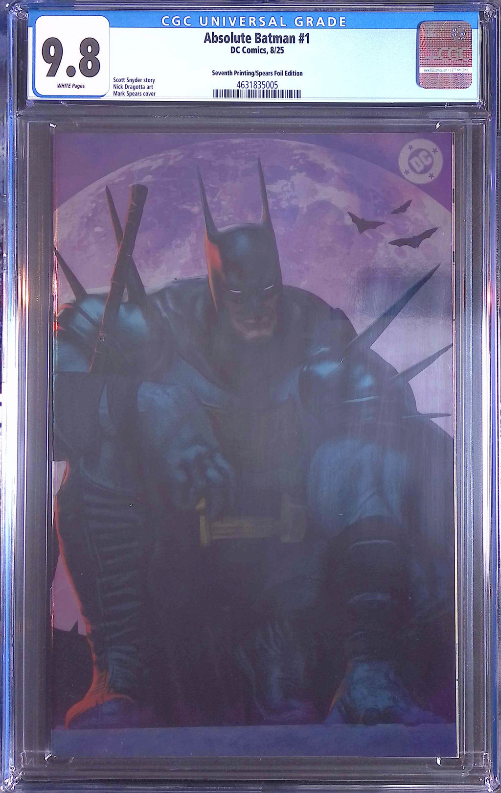 Absolute Trinity Mark Spears Connecting Foils 3 CGC 9.8 Graded Comics 4631835005, 4631835007, 4631835011.