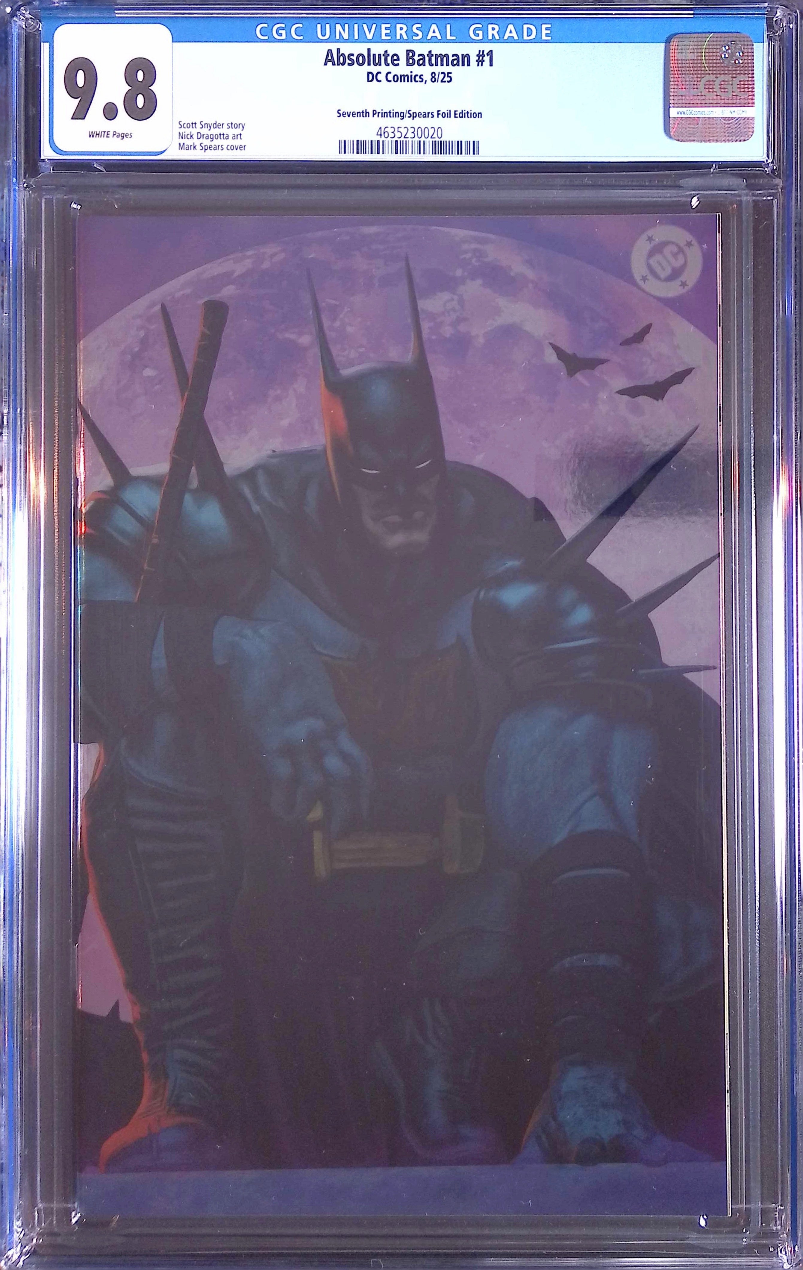 Absolute Trinity Mark Spears Connecting Foils 3 CGC 9.8 Graded Comics 4635231015, 4635230020, 4635231004.
