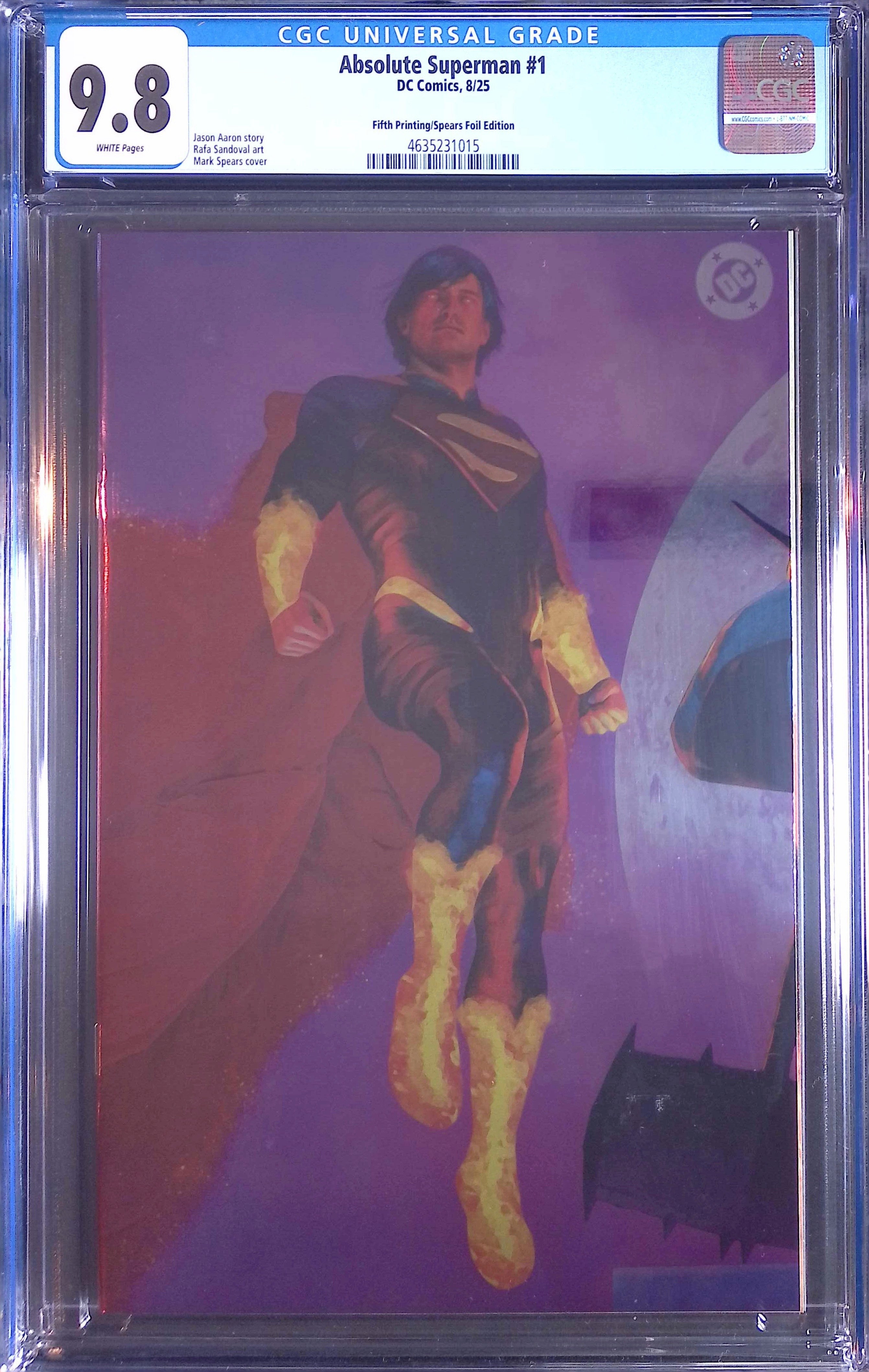 Absolute Trinity Mark Spears Connecting Foils 3 CGC 9.8 Graded Comics 4635231015, 4635230020, 4635231004.