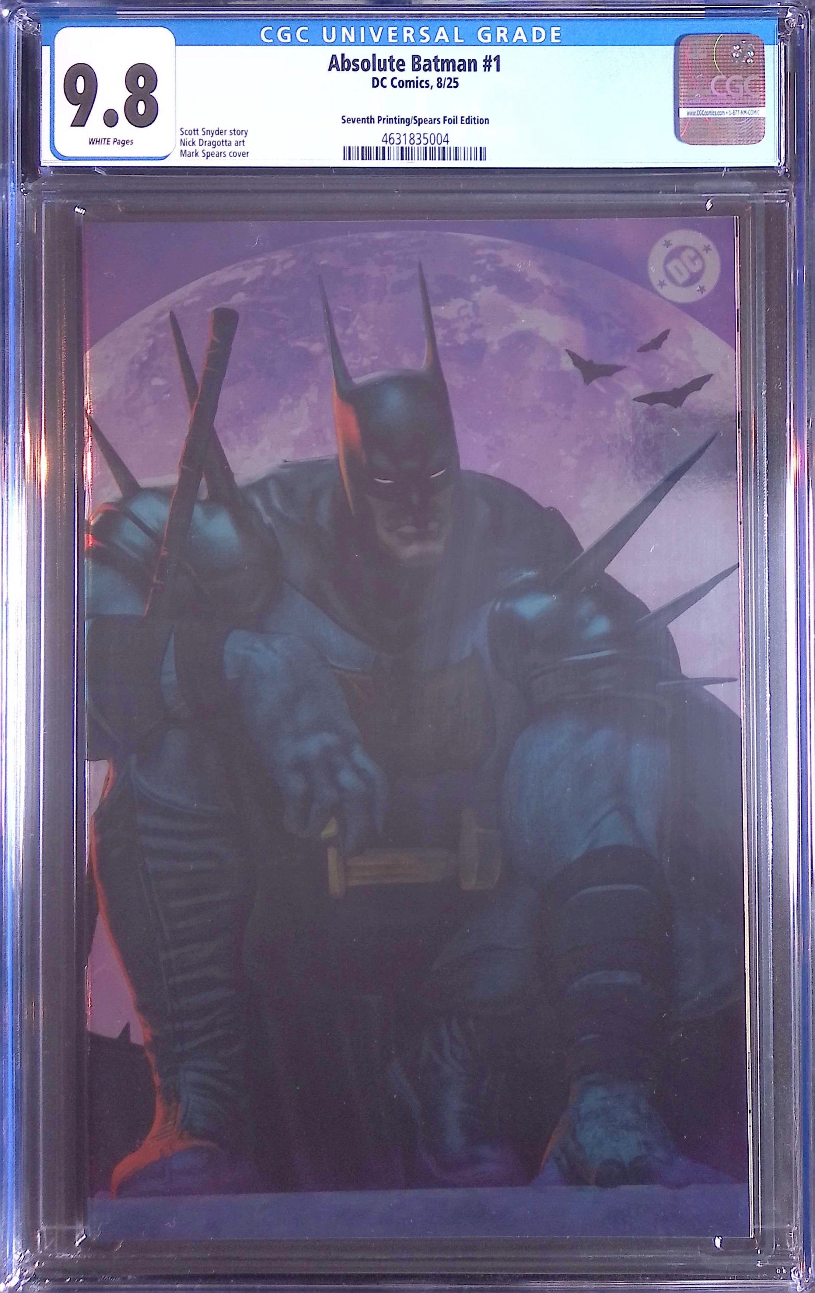 Absolute Batman # 1 DC Comics 8/25 Seventh Printing/Spears Foil  CGC 9.8 4631835004