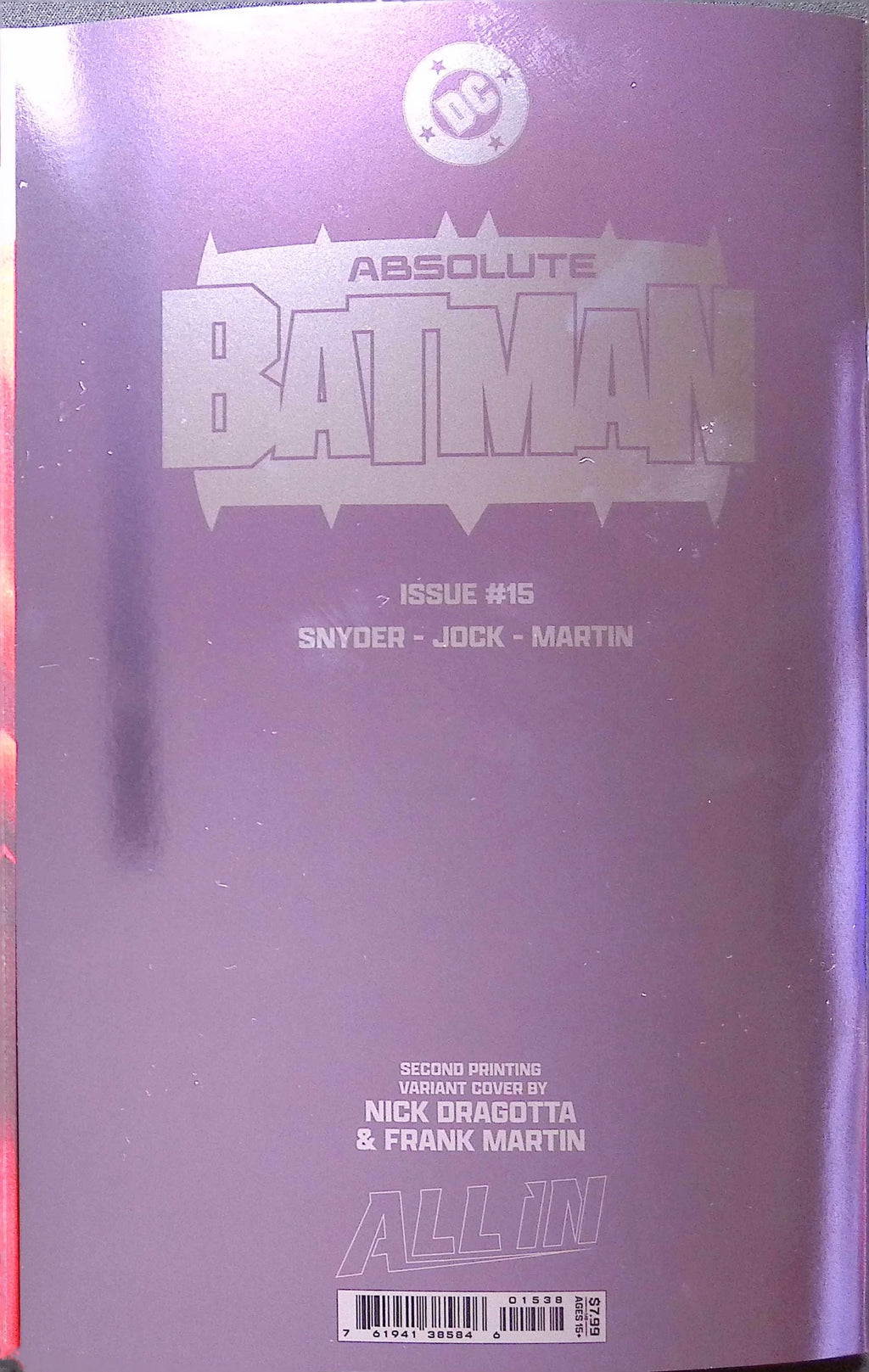 Absolute Batman # 15 Second Printing Cvr C Nick Dragotta Foil Variant BN