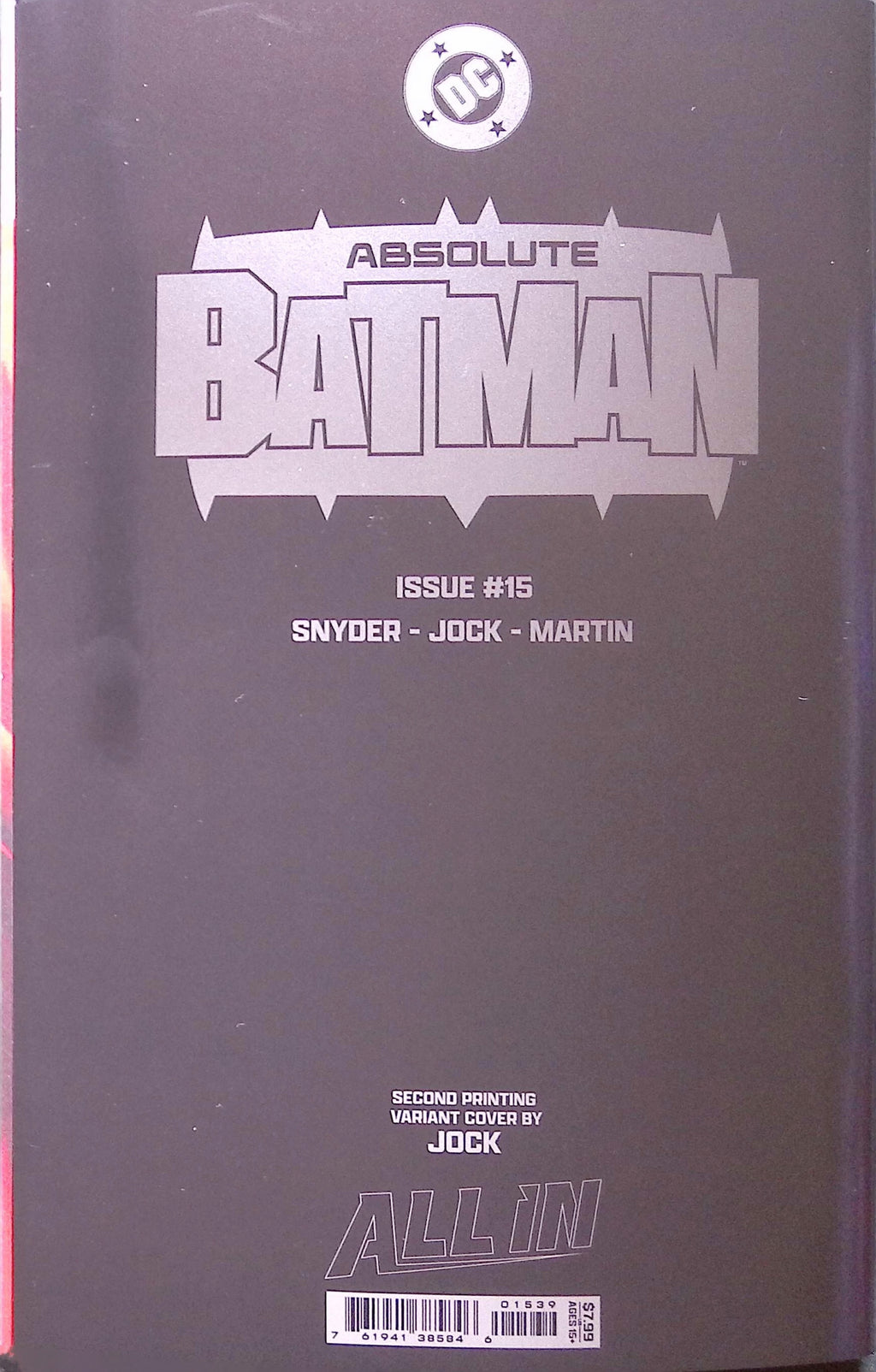 Absolute Batman # 15 Second Printing Cvr D Jock Foil Variant BN