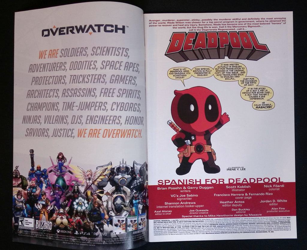 Deadpool: Masacre # 1 2016 NM-
