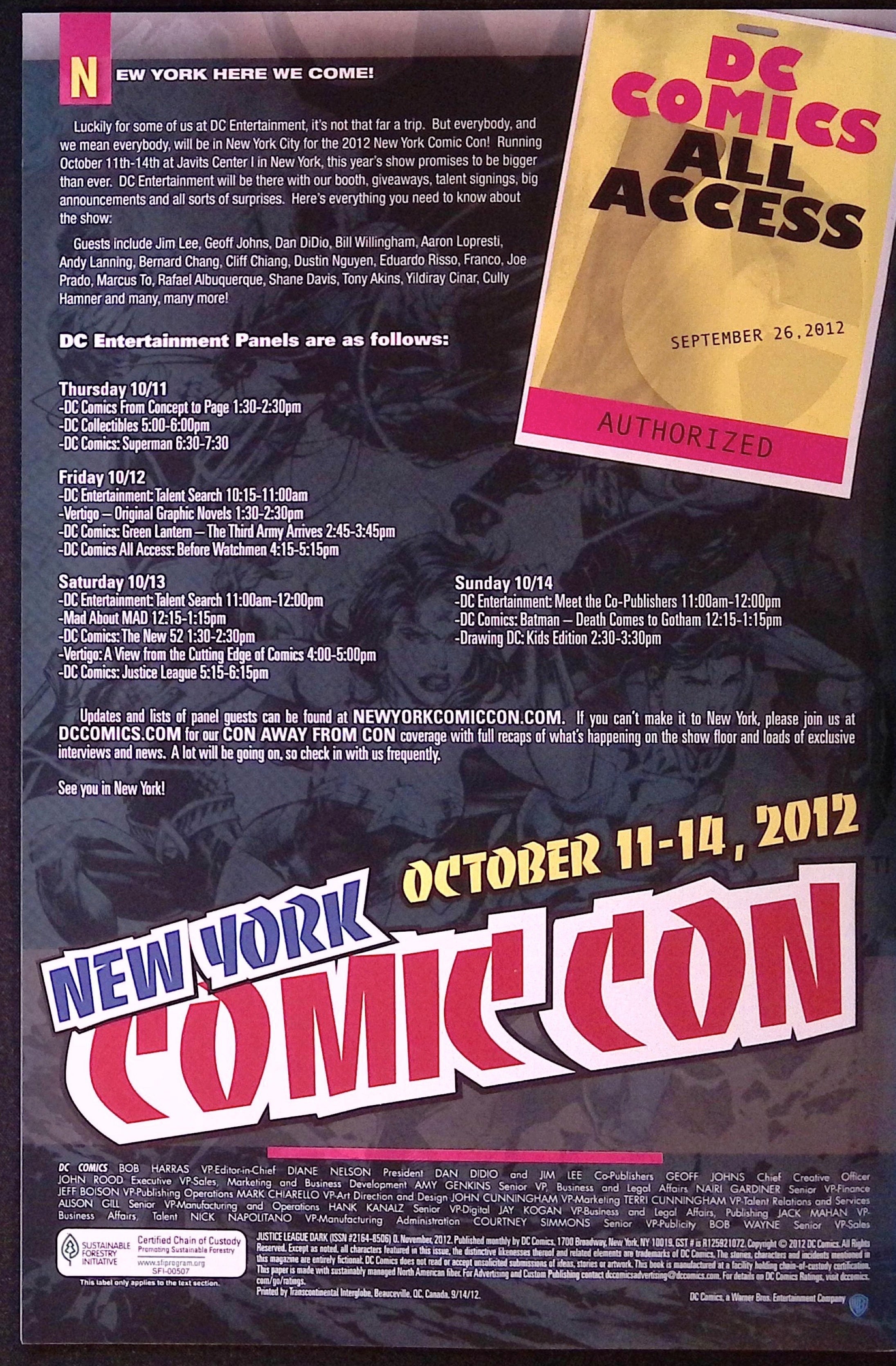 Justice League Dark # 0 2012 NM-