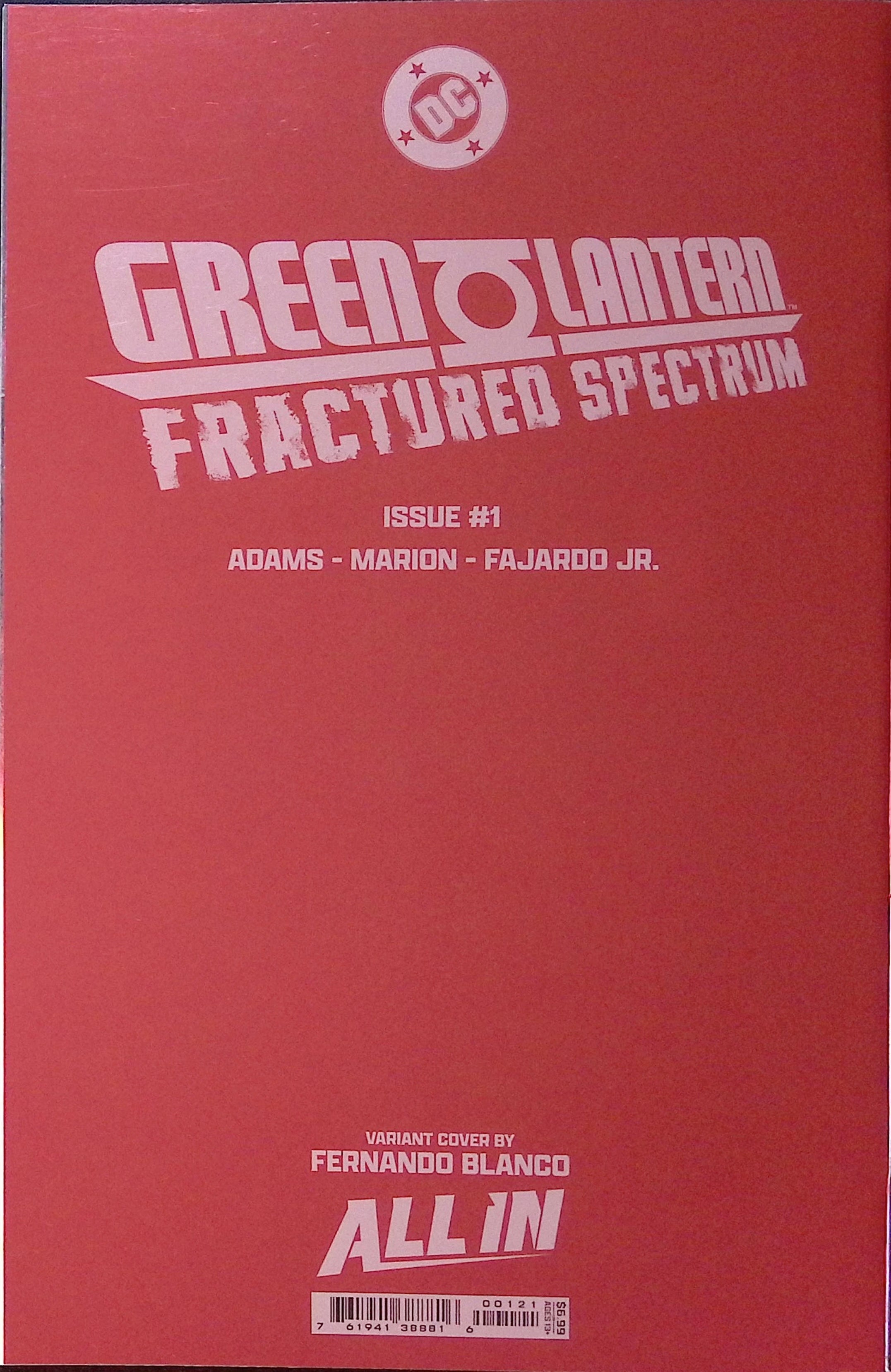 Green Lantern: Fractured Spectrum # 1 Blanco Foil Variant 2025 NM