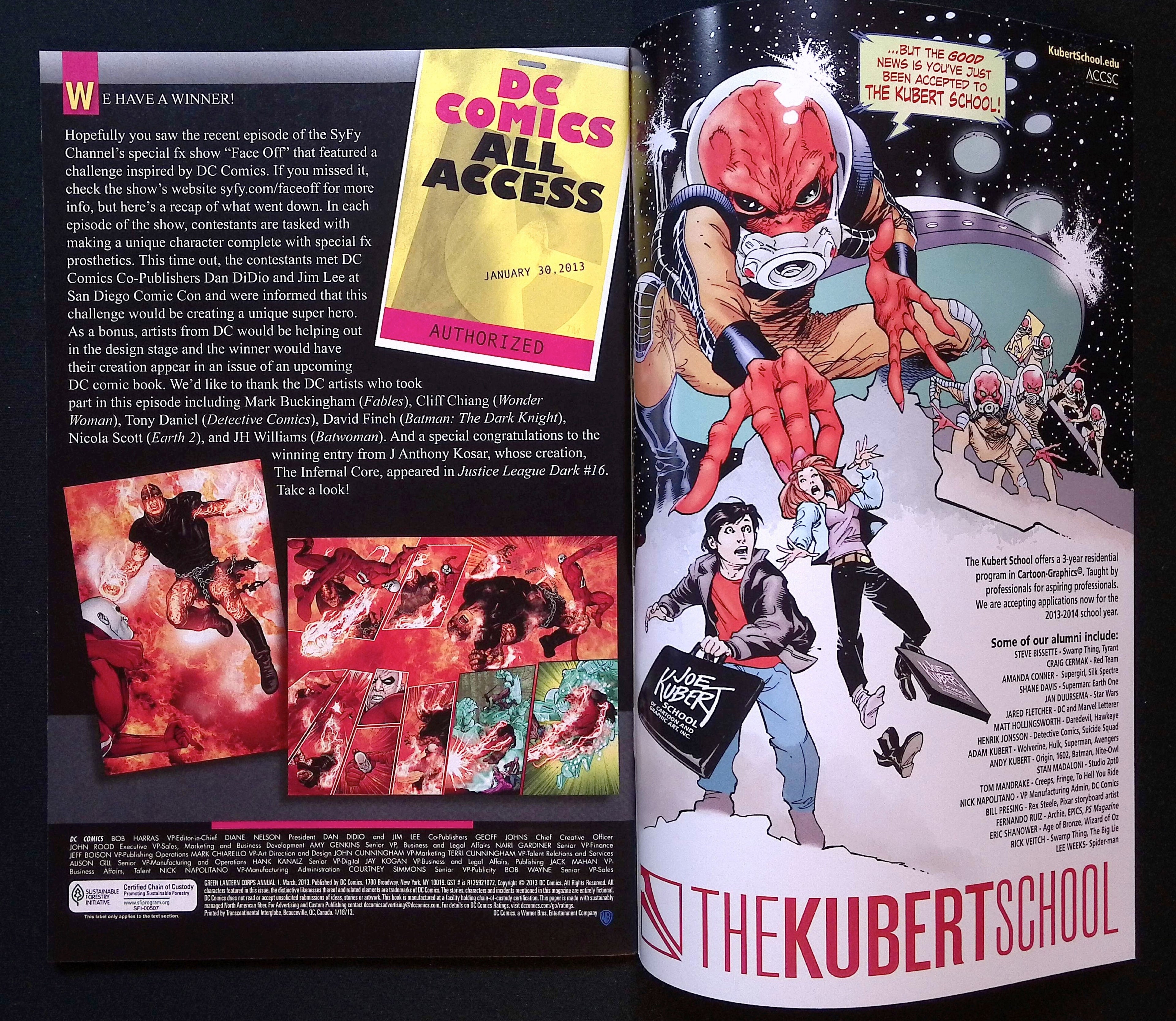 Green Lantern Corps Annual # 1 Signed by Peter Tomasi (maybe) 2013 NM-