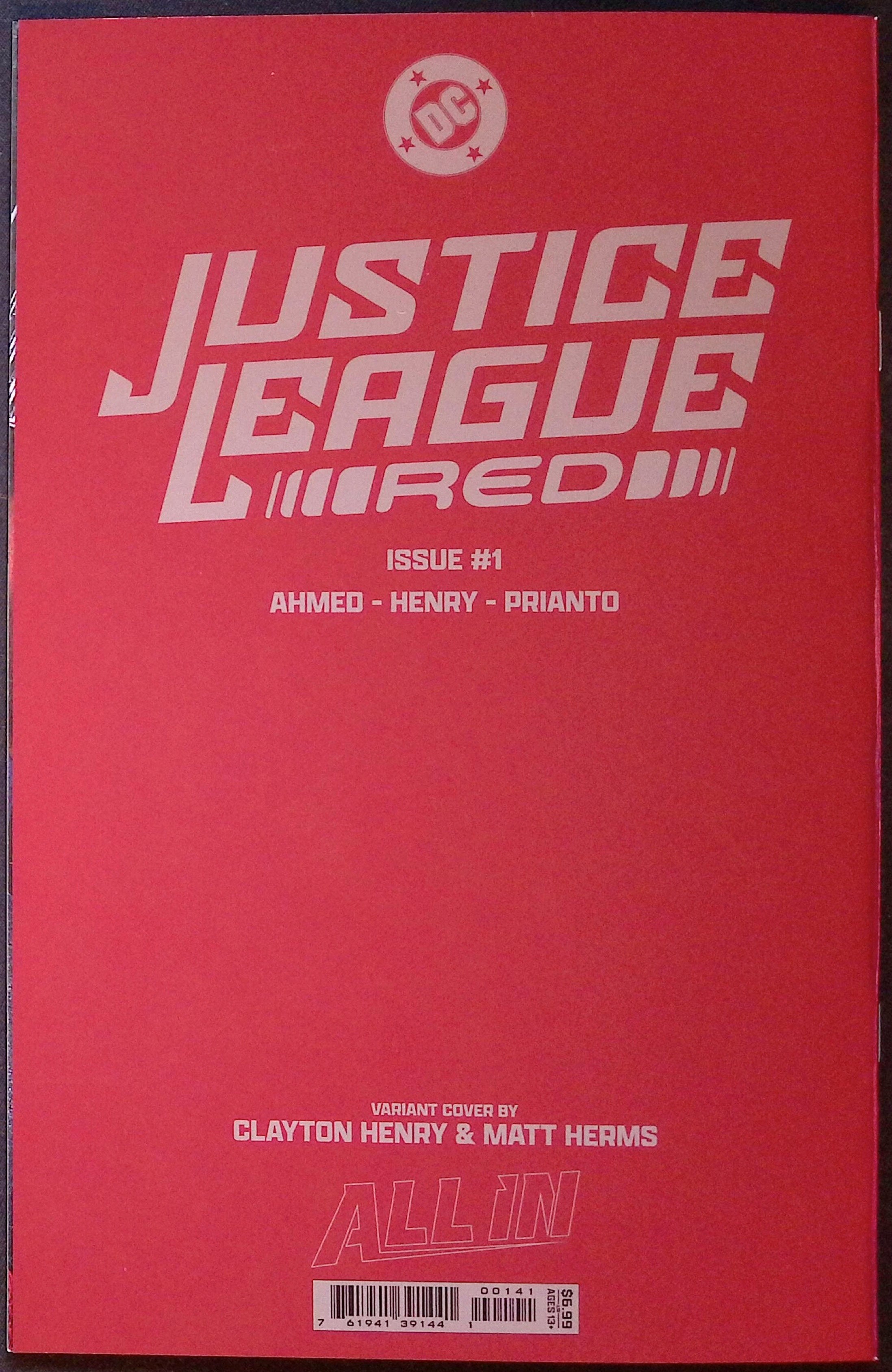 Justice League Red # 1 Henry Foil Variant 2025 NM