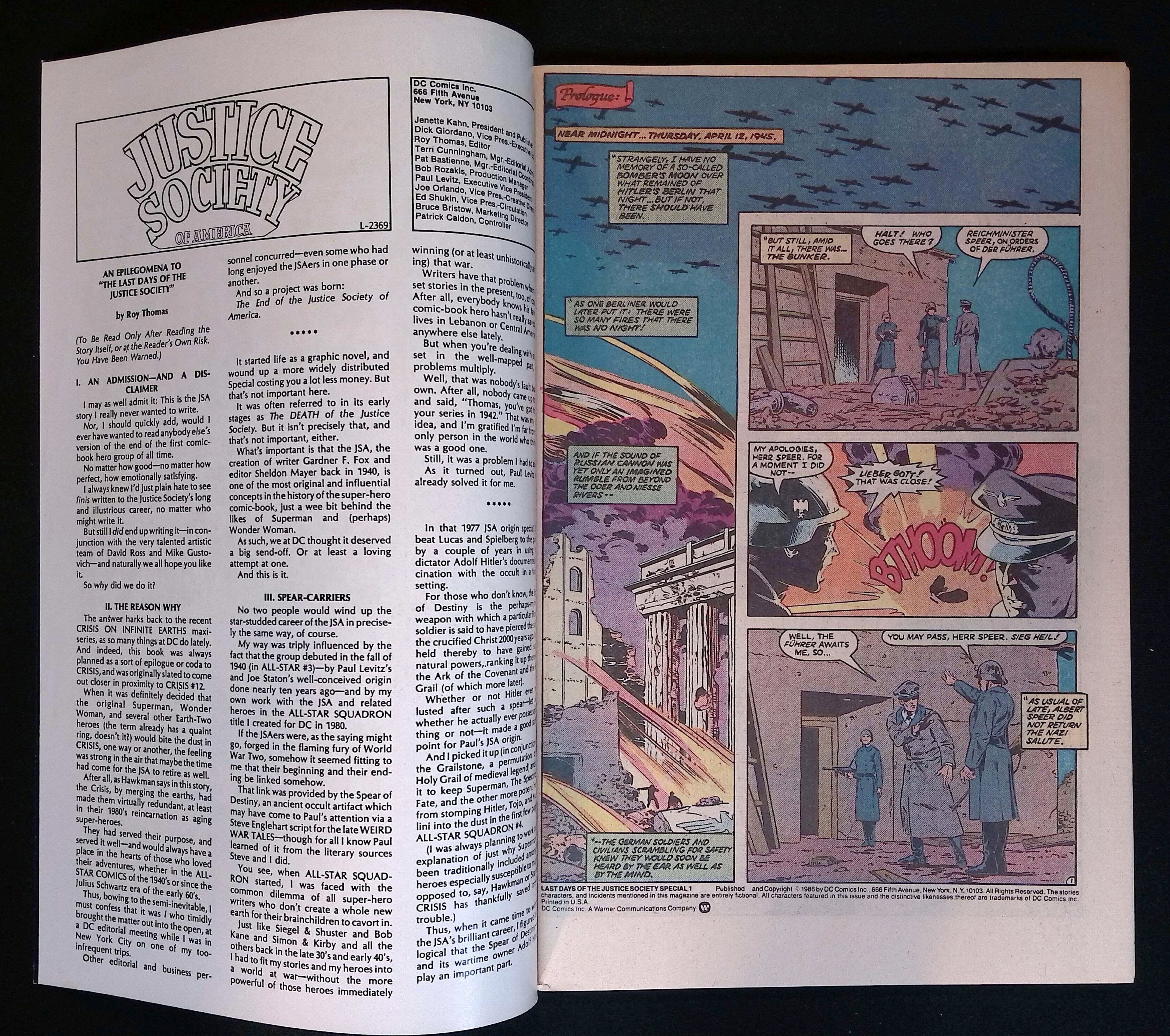 Last Days of the Justice Society of America # 1 1986 VF+