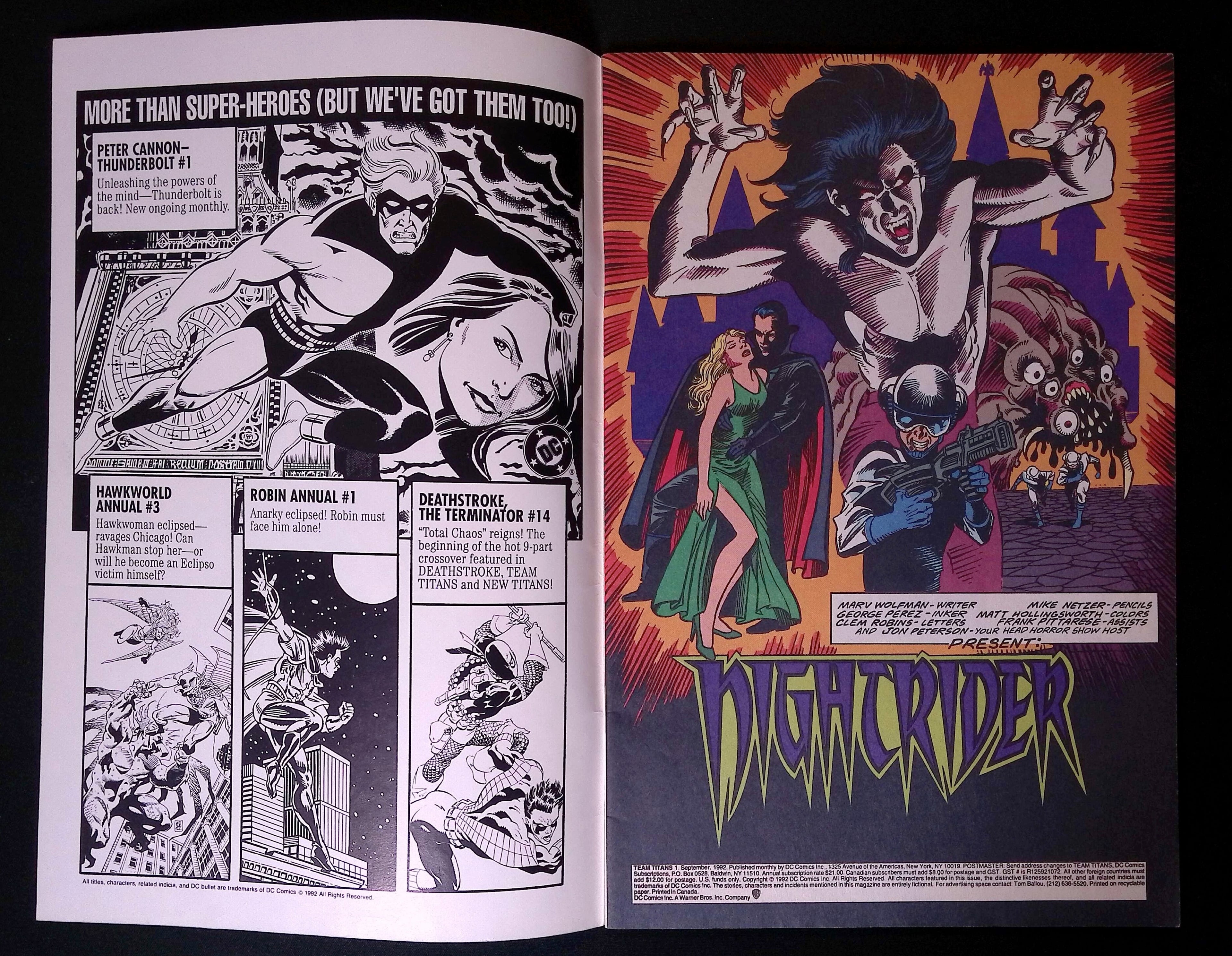 Team Titans # 1 Nightrider Variant 1992 VF