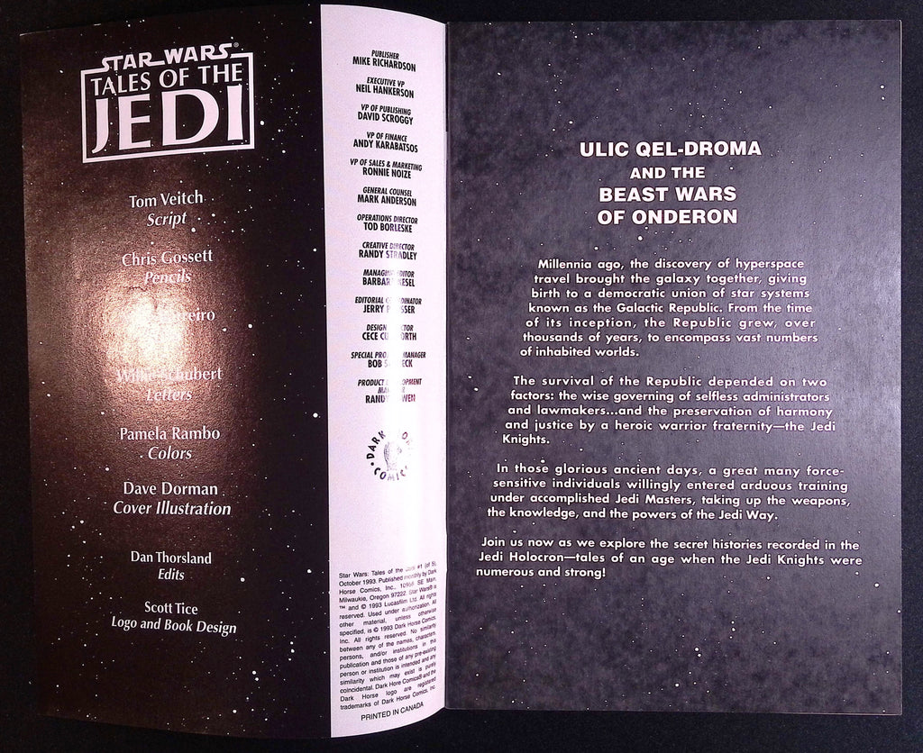 Star Wars: Tales of the Jedi # 1 1993 NM-