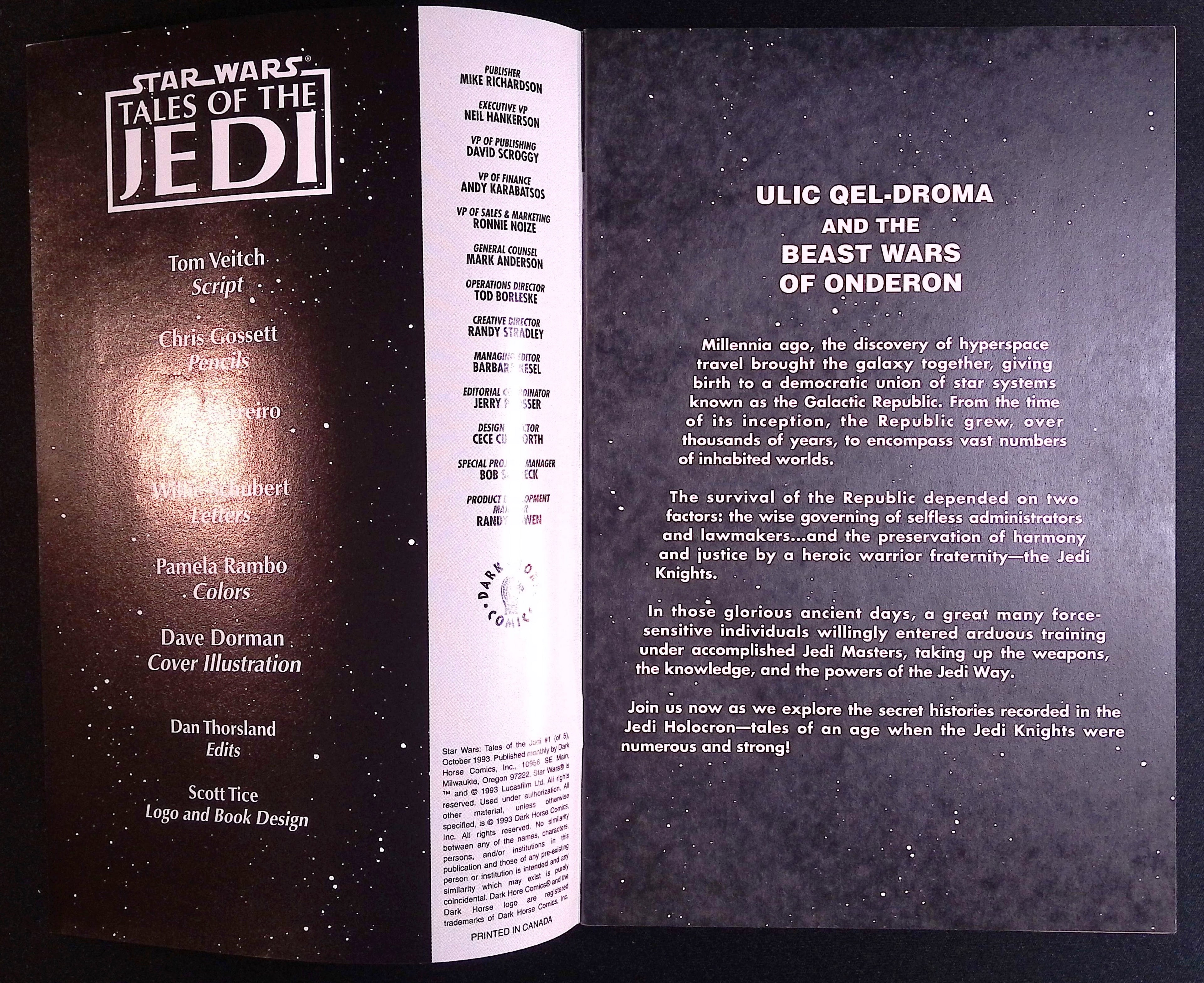 Star Wars: Tales of the Jedi # 1 1993 NM-