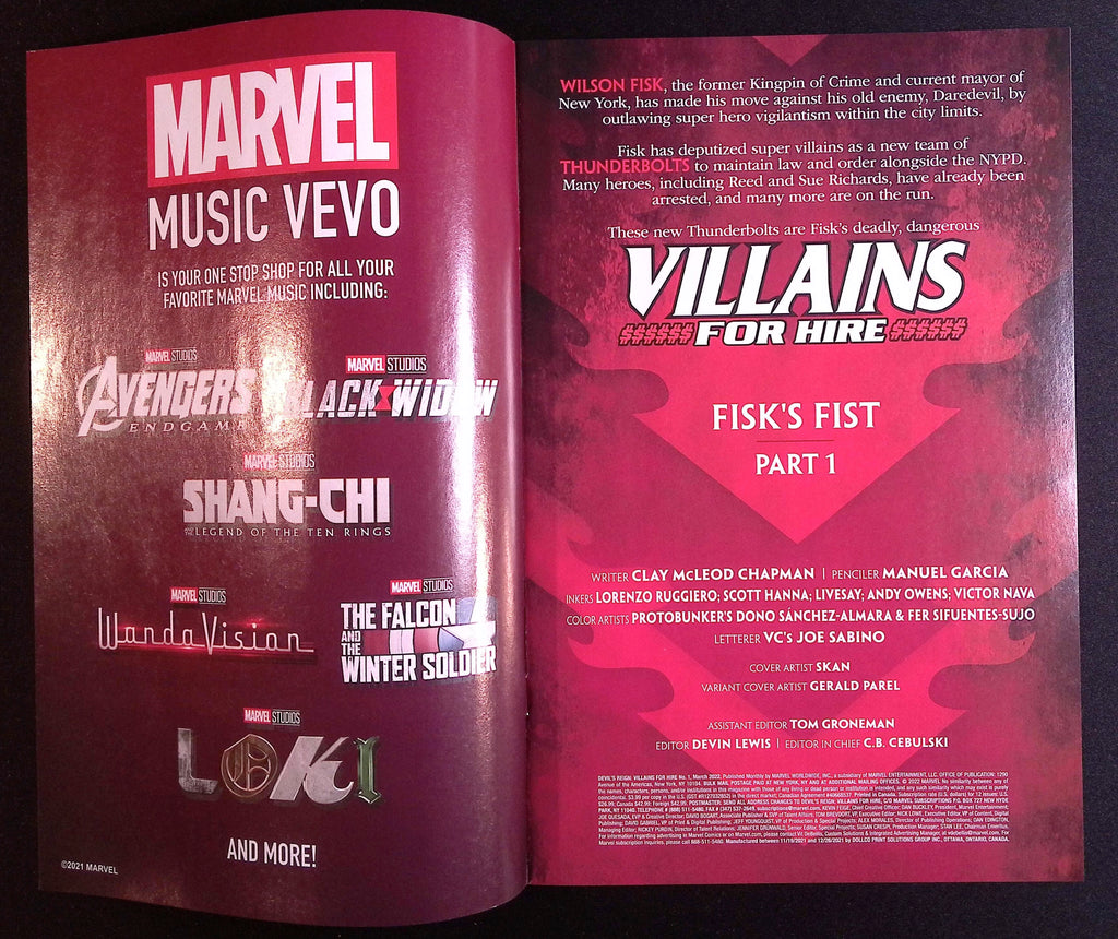 Devil’s Reign: Villains for Hire # 1 2022 NM