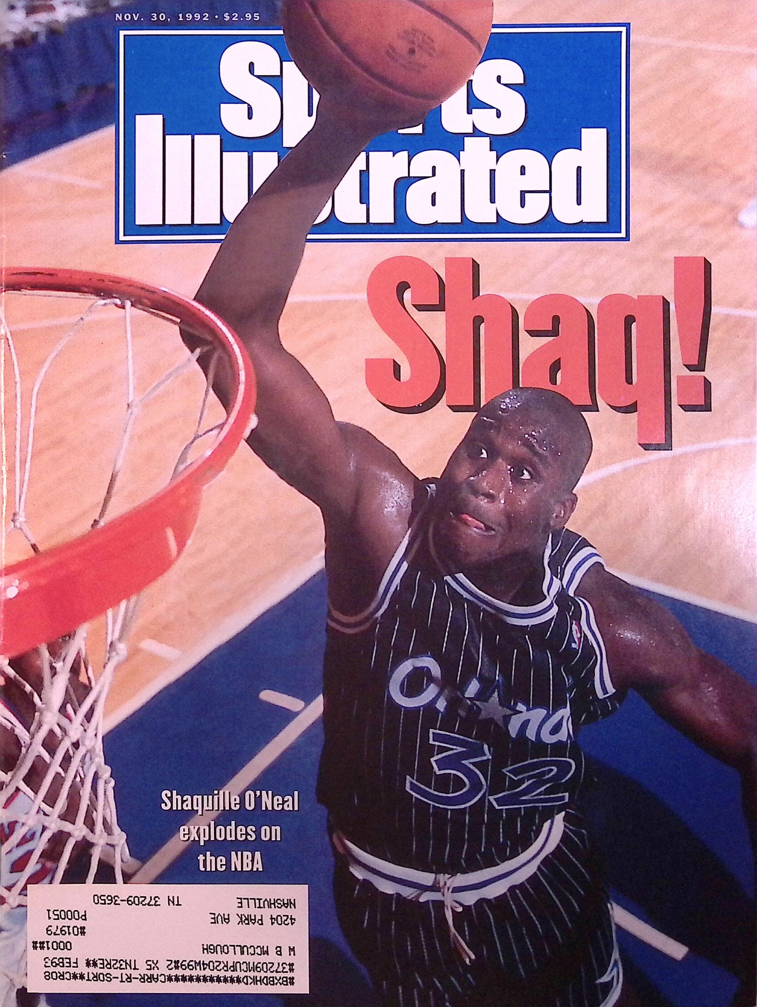 Sports Illustrated November 30, 1992 Shaquille O'Neal VF/NM