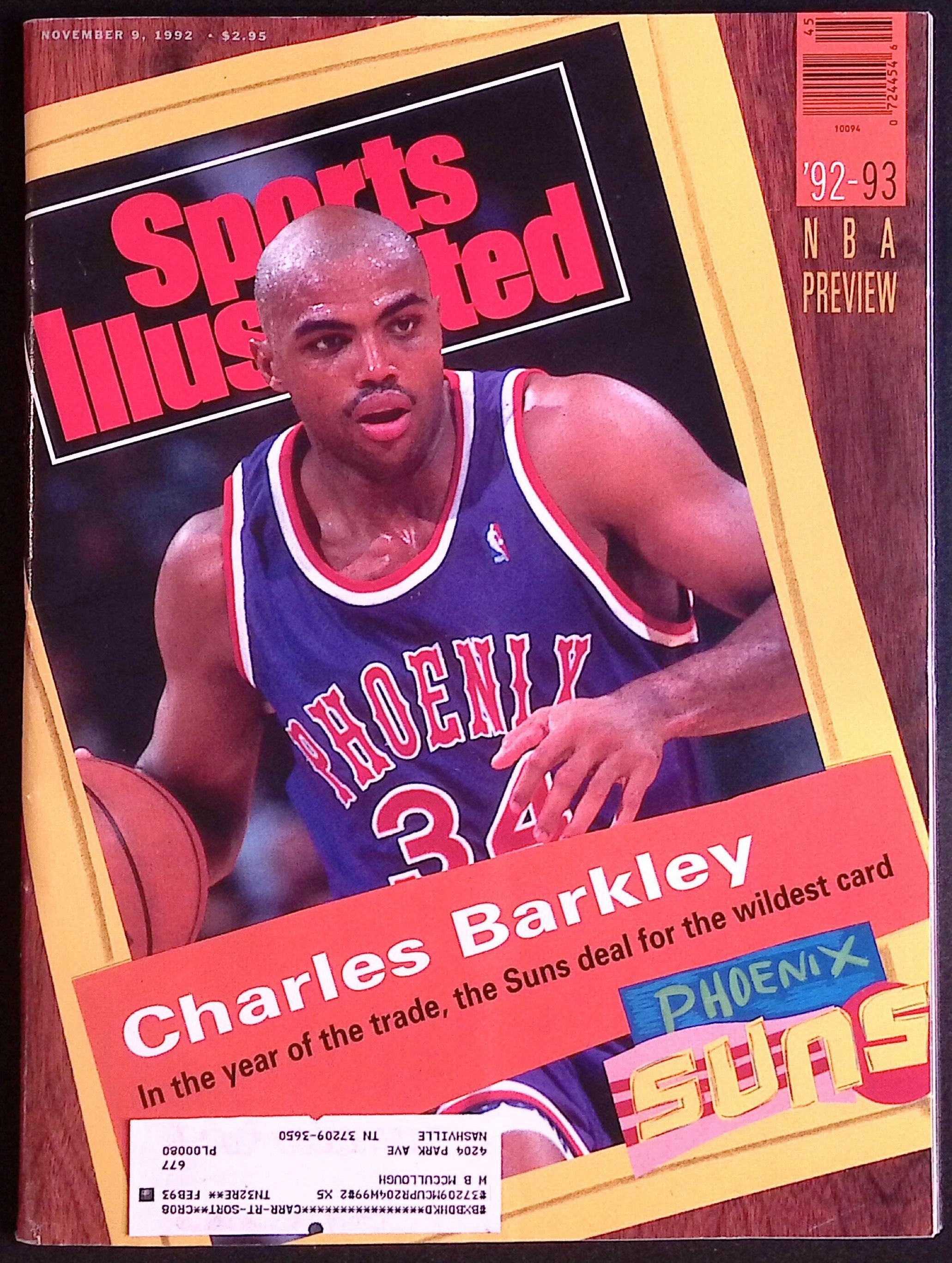 Sports Illustrated November 9, 1992 Charles Barkley FN