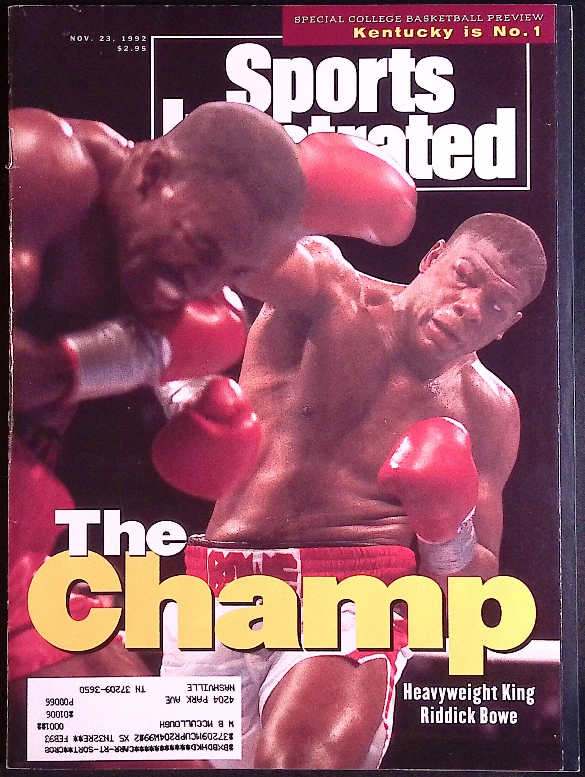 Sports Illustrated November 23, 1992 Riddick Bowe VF+