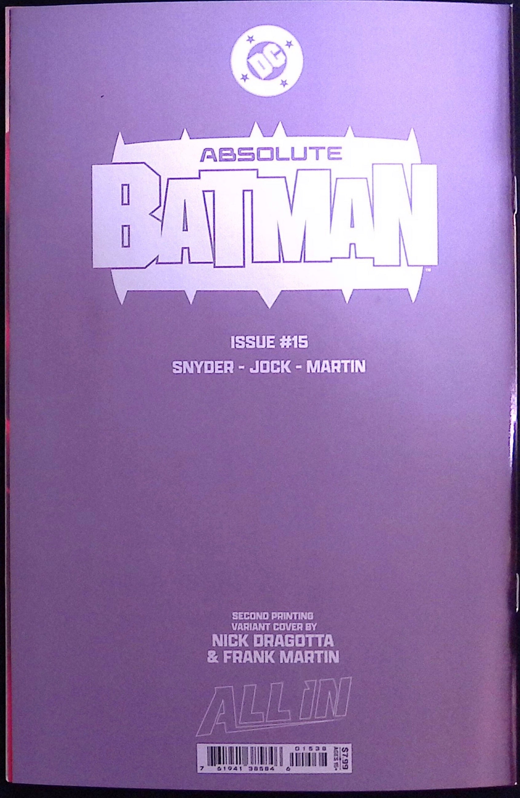 Absolute Batman # 15 Second Printing Cvr C Nick Dragotta Foil Variant BN