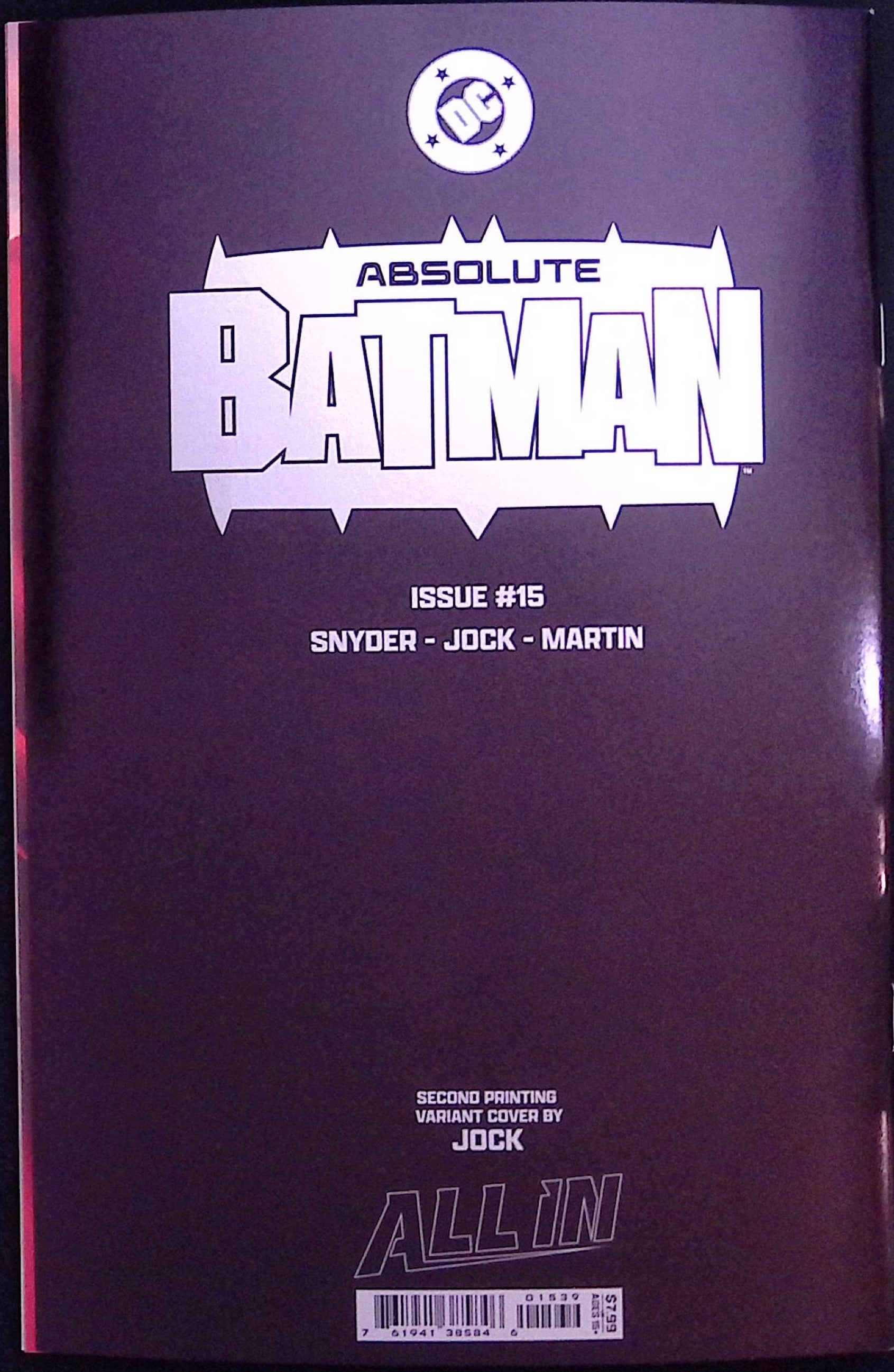Absolute Batman # 15 Second Printing Cvr D Jock Foil Variant BN