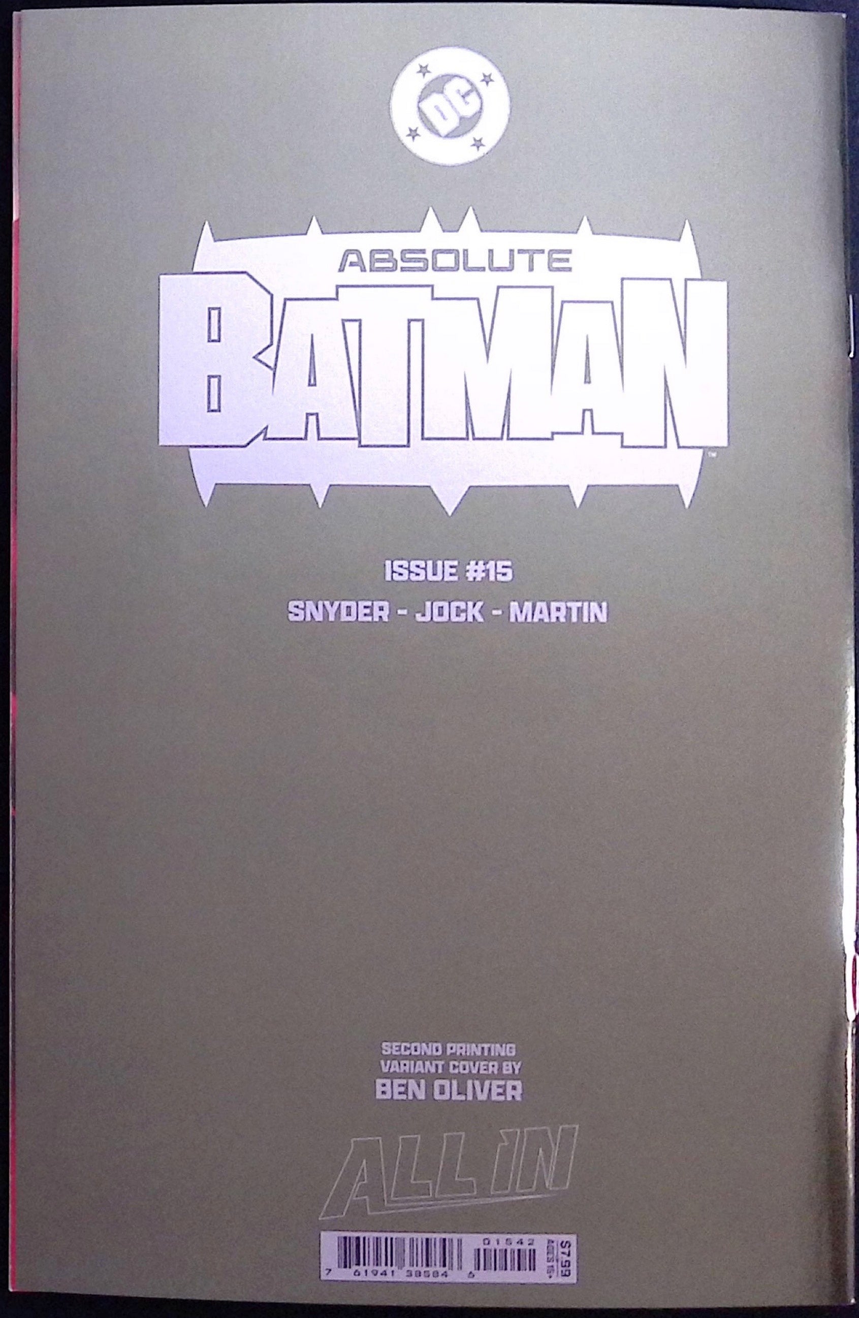 Absolute Batman # 15 Second Printing Cvr E Ben Oliver Foil Variant BN