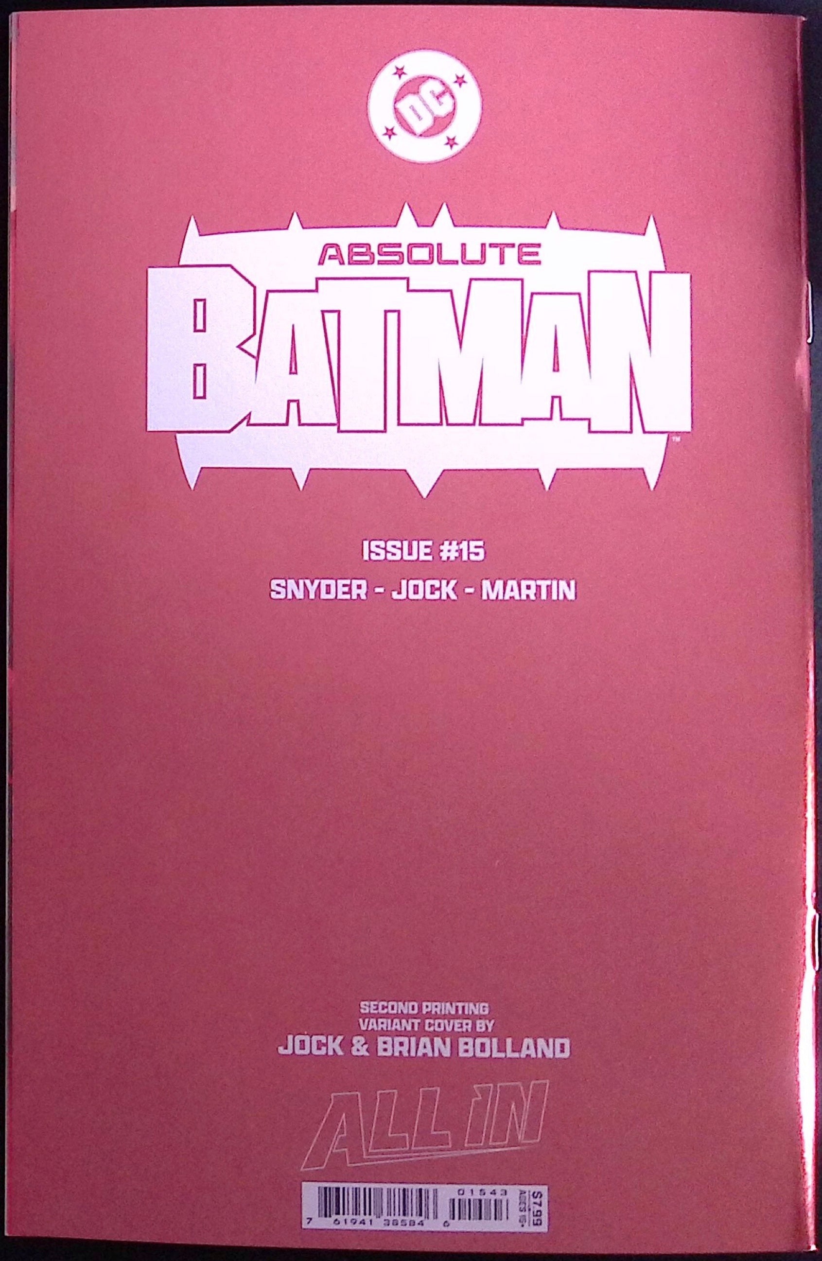 Absolute Batman # 15 Second Printing Cvr F Jock & Brian Bolland Foil Variant BN