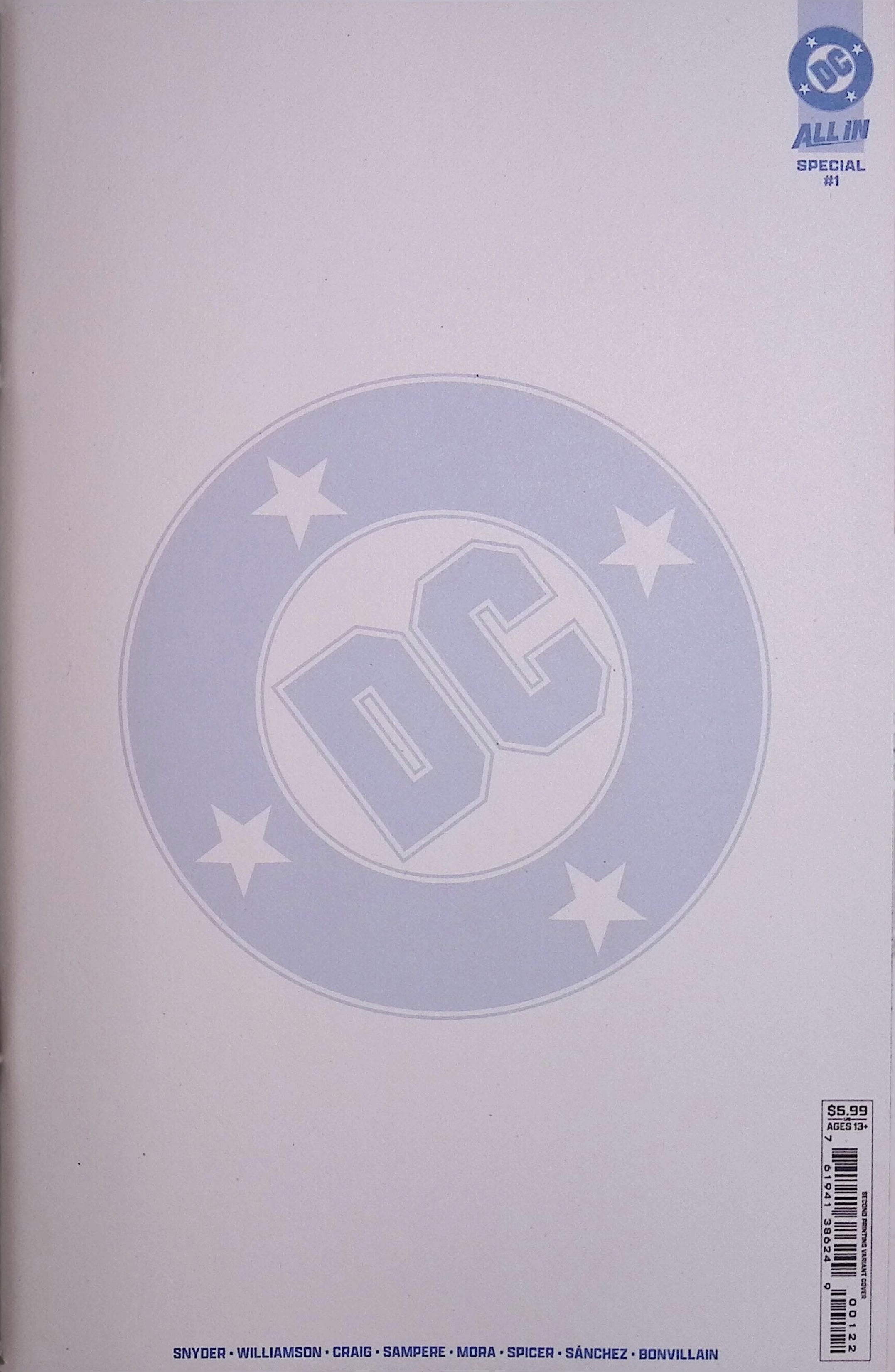 The DC All In Special # 1 Second Printing Blank Variant 2026 BN
