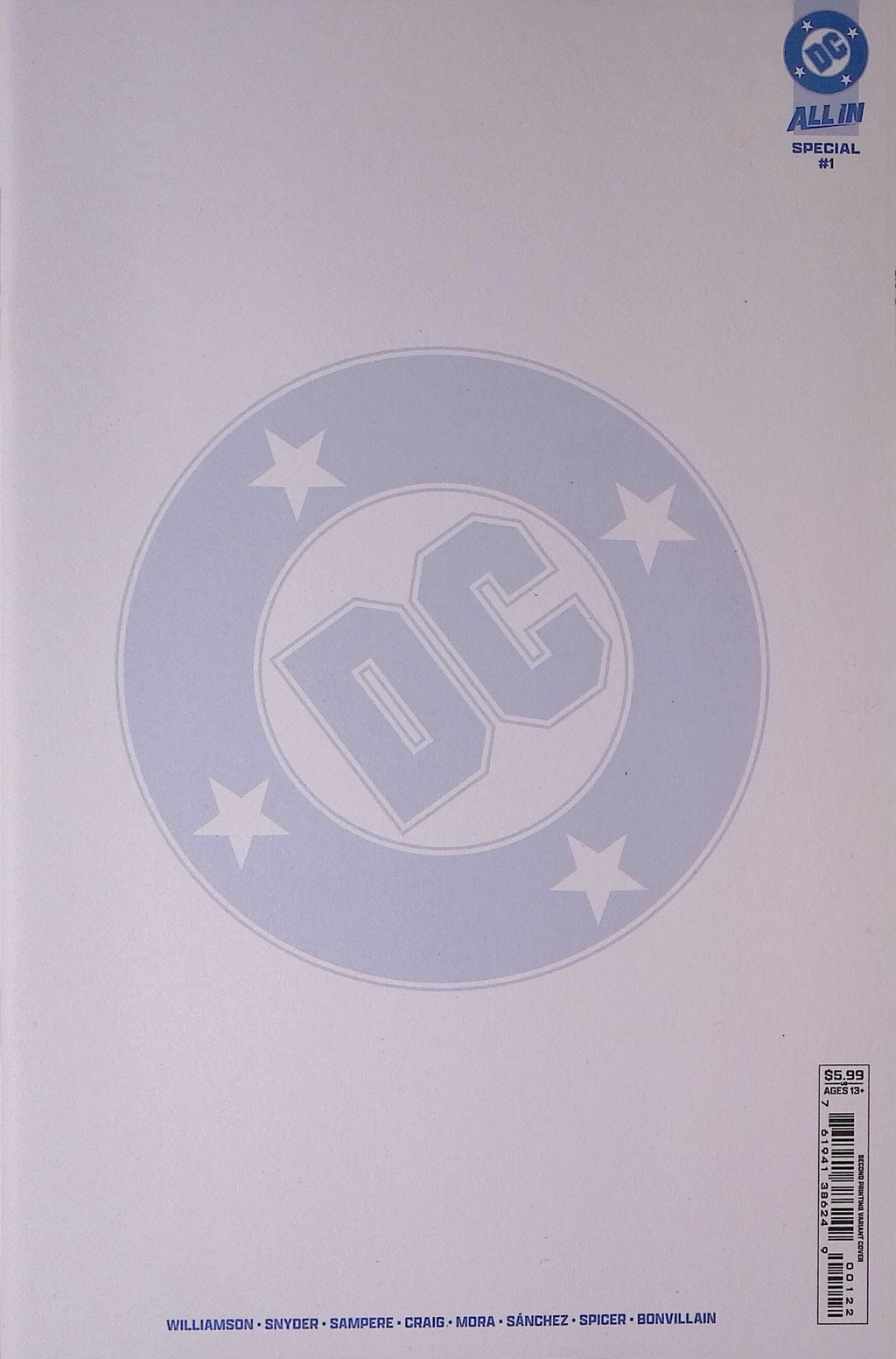 The DC All In Special # 1 Second Printing Blank Variant 2026 BN