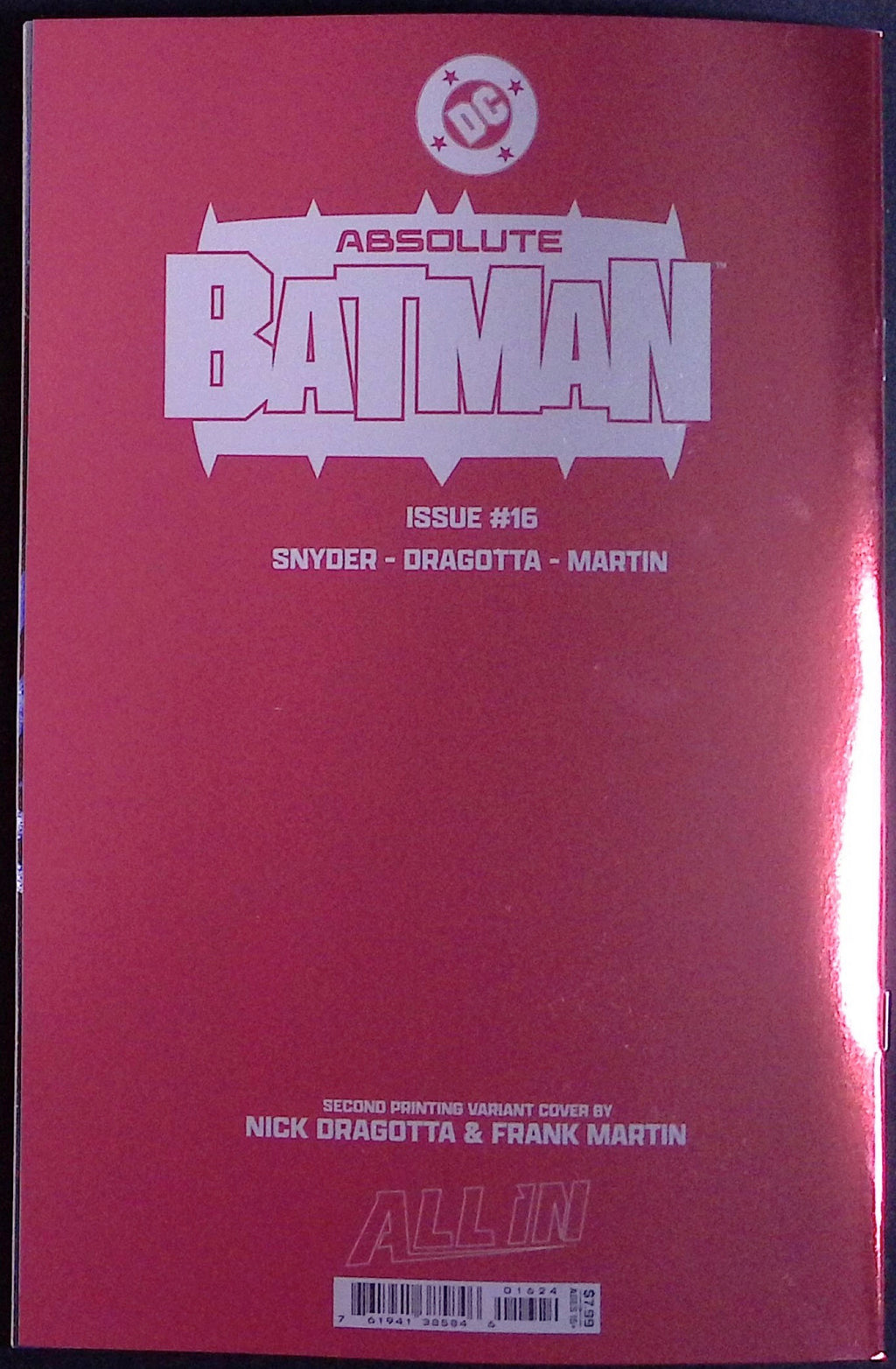 Absolute Batman # 16 Cover B Second Printing Dragotta Foil Variant 2026 BN