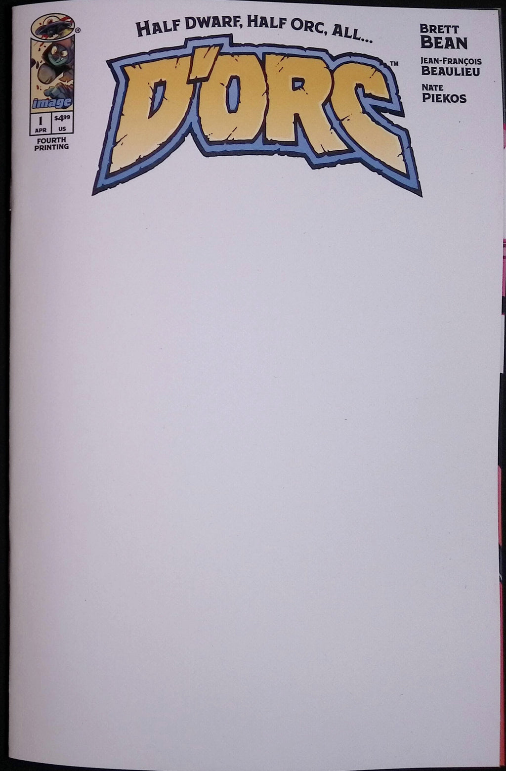 D'Orc # 1 Cover B Blank Variant Fourth Printing 2026 BN