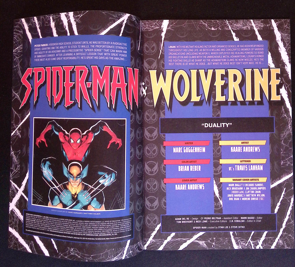 Spider-Man & Wolverine # 1 1:25 Marquez Variant First Printing 2025 NM