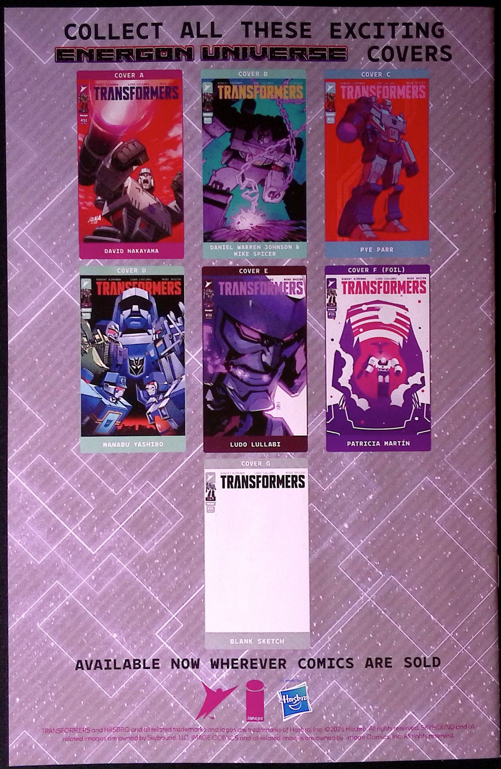 Transformers # 31 Cover C Parr Variant First Printing 2026 BN