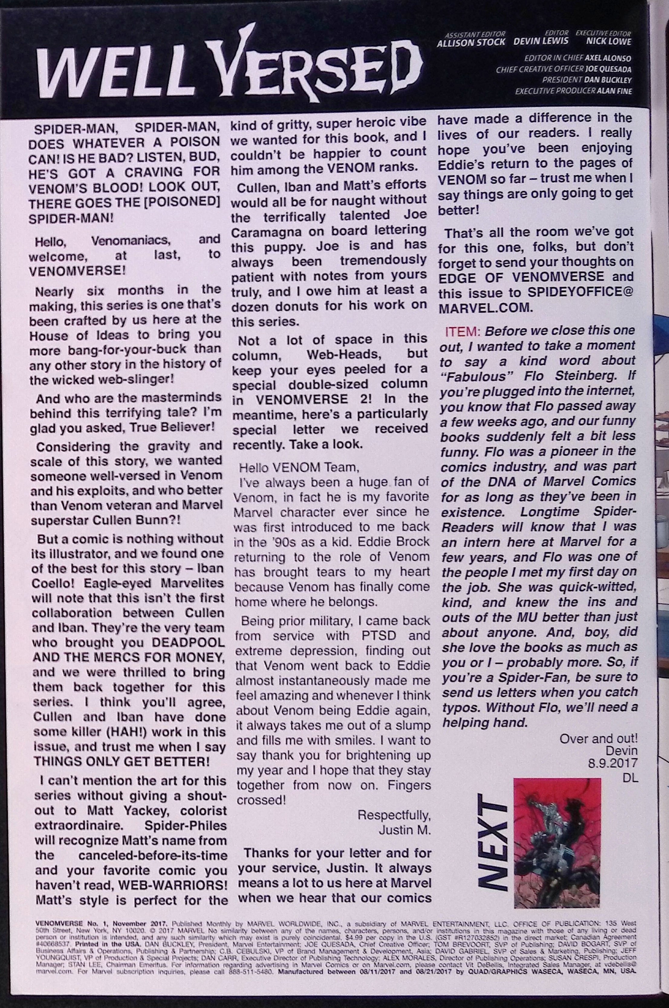 Venomverse # 1 Cover A First Printing 2017 VF/NM